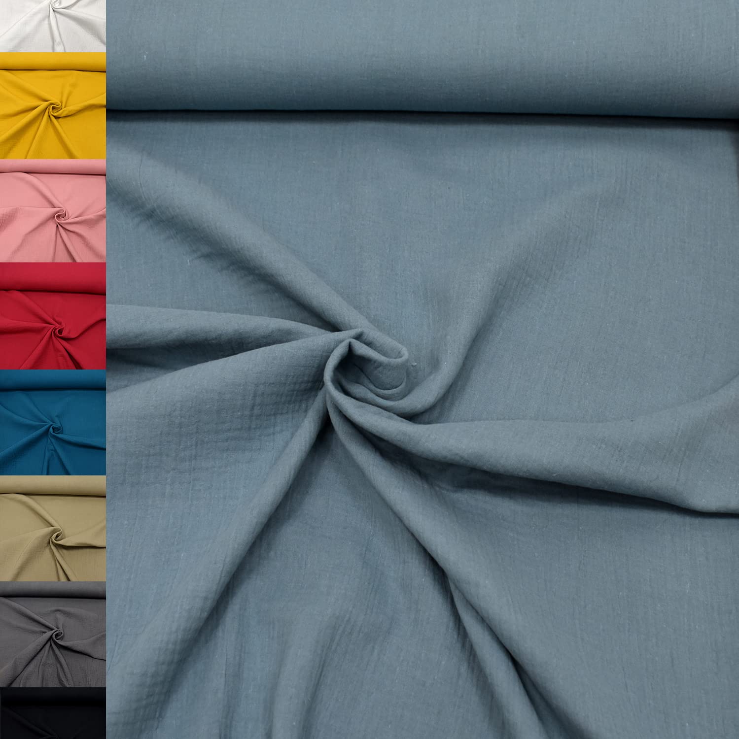 MAGAM-Stoffe Greta Musselin Stoff Double Gauze uni Oeko-Tex Meterware 50cm (07. Altrosa hell)