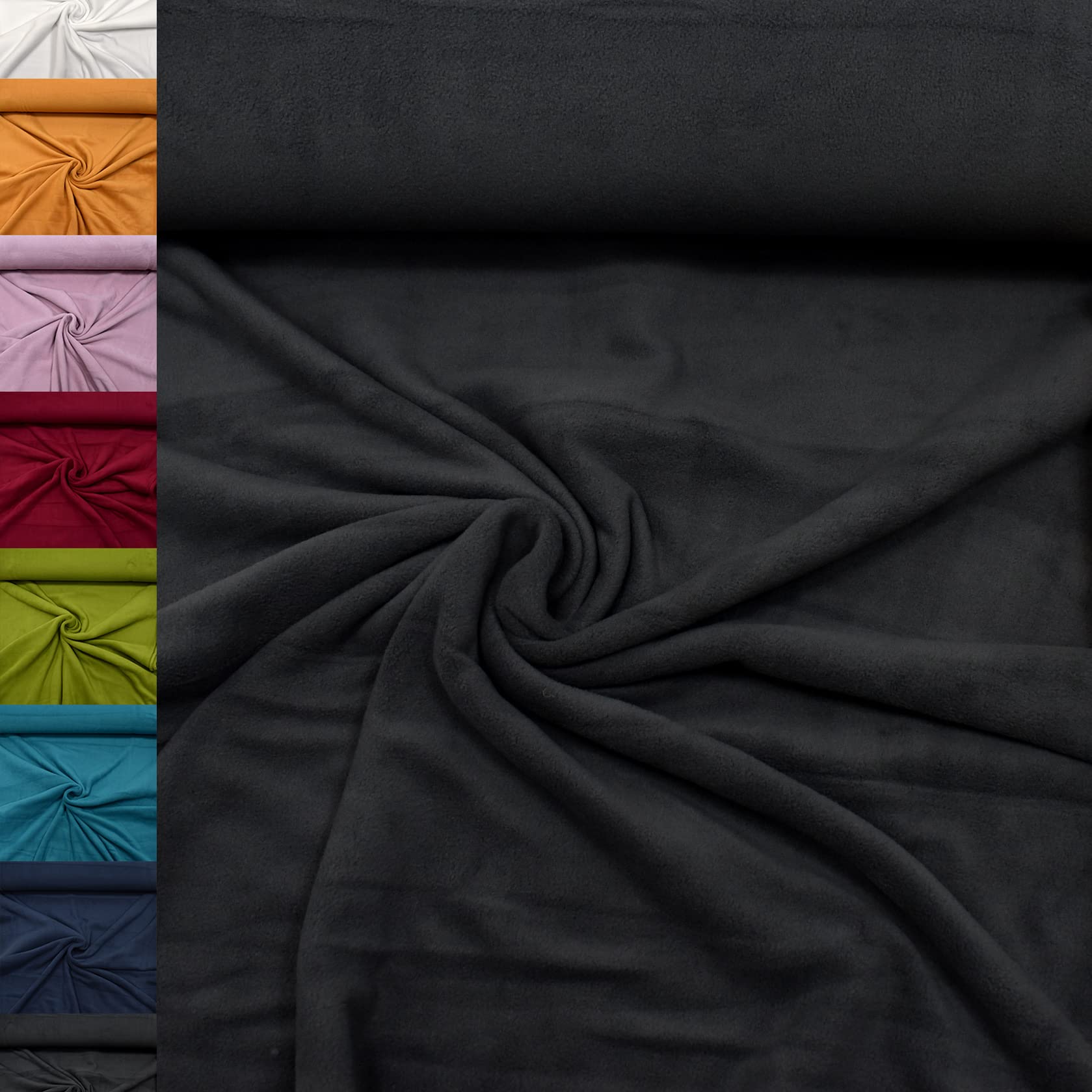 MAGAM-Stoffe Lisa Micro-Fleece Stoff uni Antipilling Meterware 50cm (06. Rot)