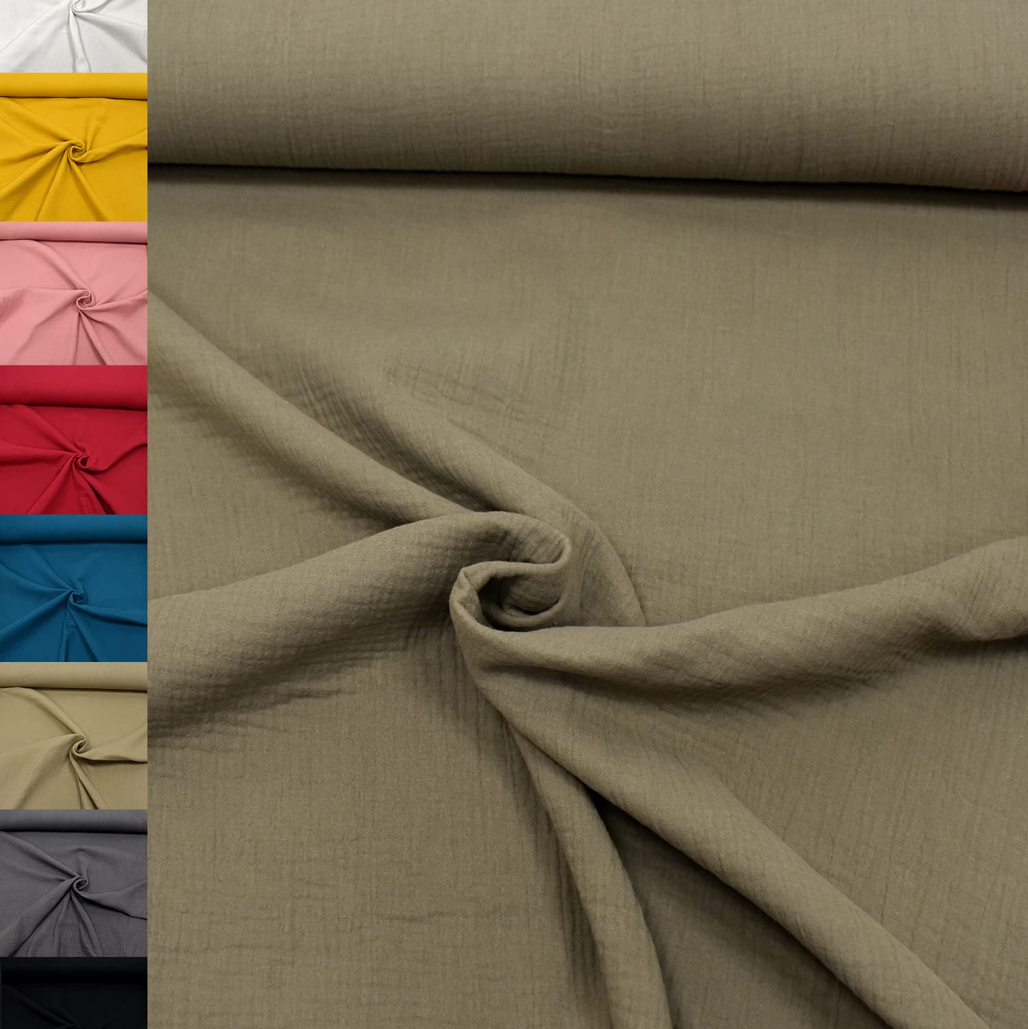 MAGAM-Stoffe Greta Musselin Stoff Double Gauze uni Oeko-Tex Meterware 50cm (07. Altrosa hell)