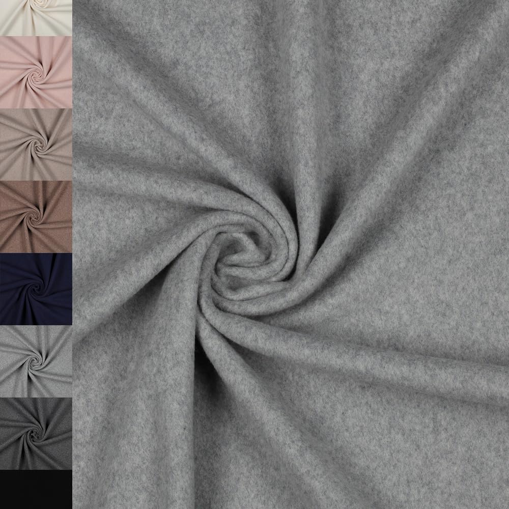 MAGAM-Stoffe Frieda Bio Fleece Stoff 100% Baumwolle Meterware 50cm (01. Natur weiß)