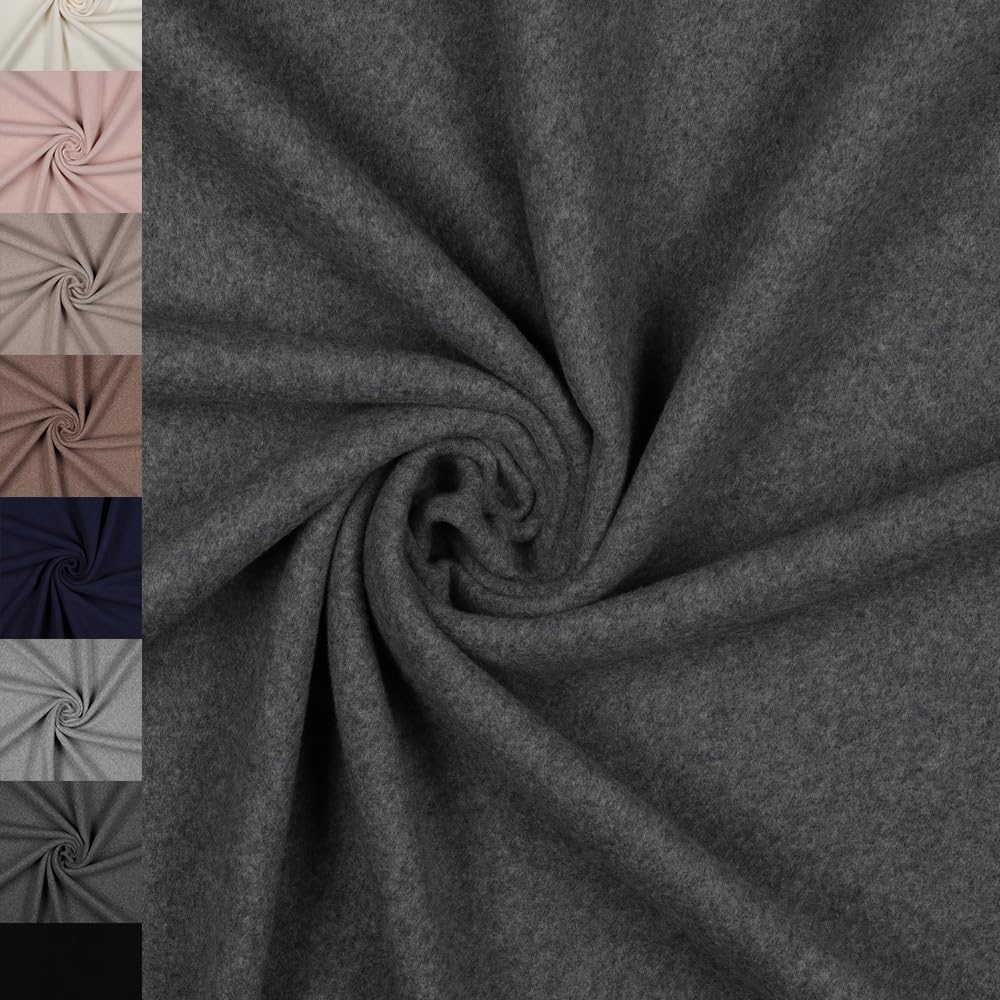 MAGAM-Stoffe Frieda Bio Fleece Stoff 100% Baumwolle Meterware 50cm (01. Natur weiß)