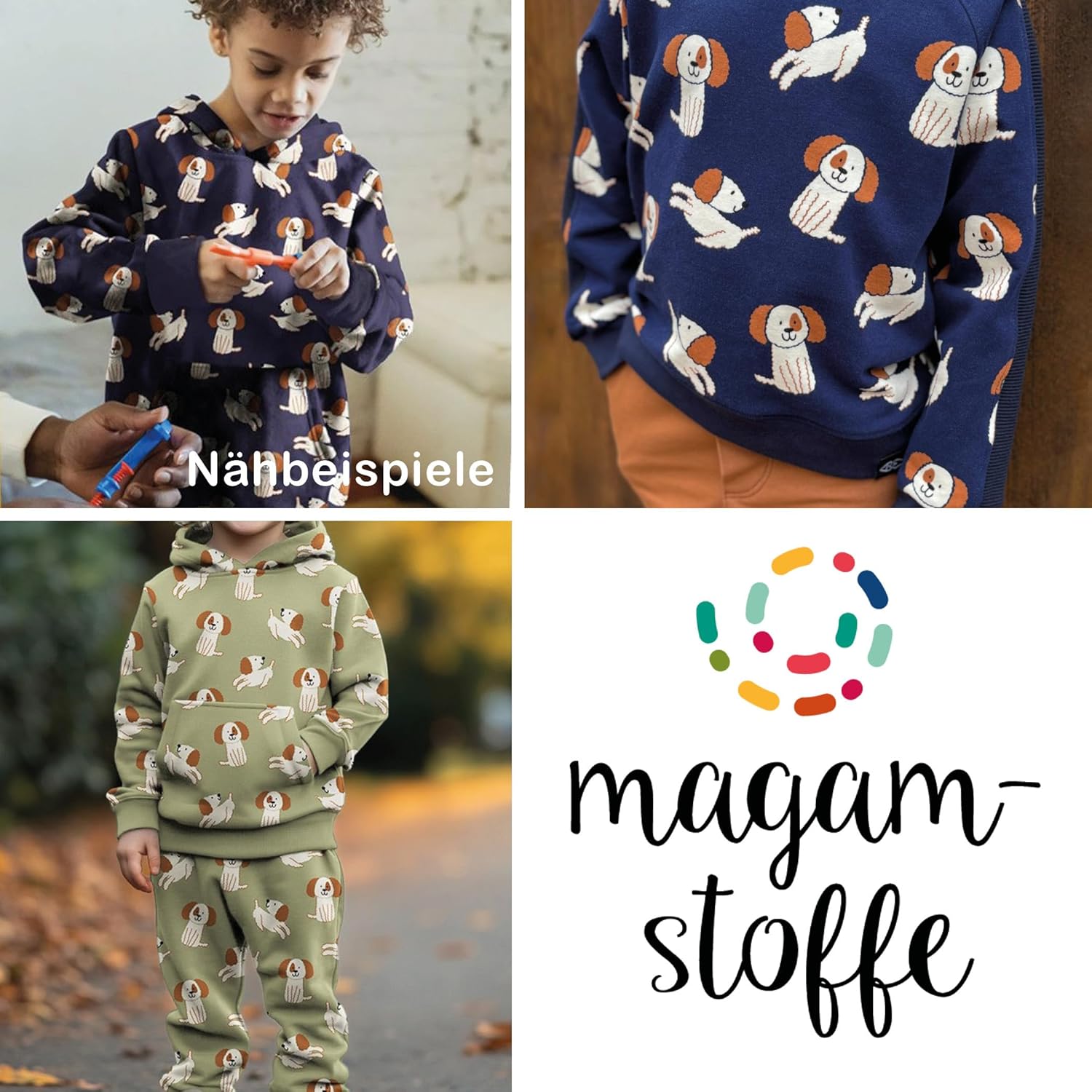 MAGAM-Stoffe Kobi Kinder Sweat Stoff Hunde OEKO-TEX Meterware ab 50cm (Flieder)