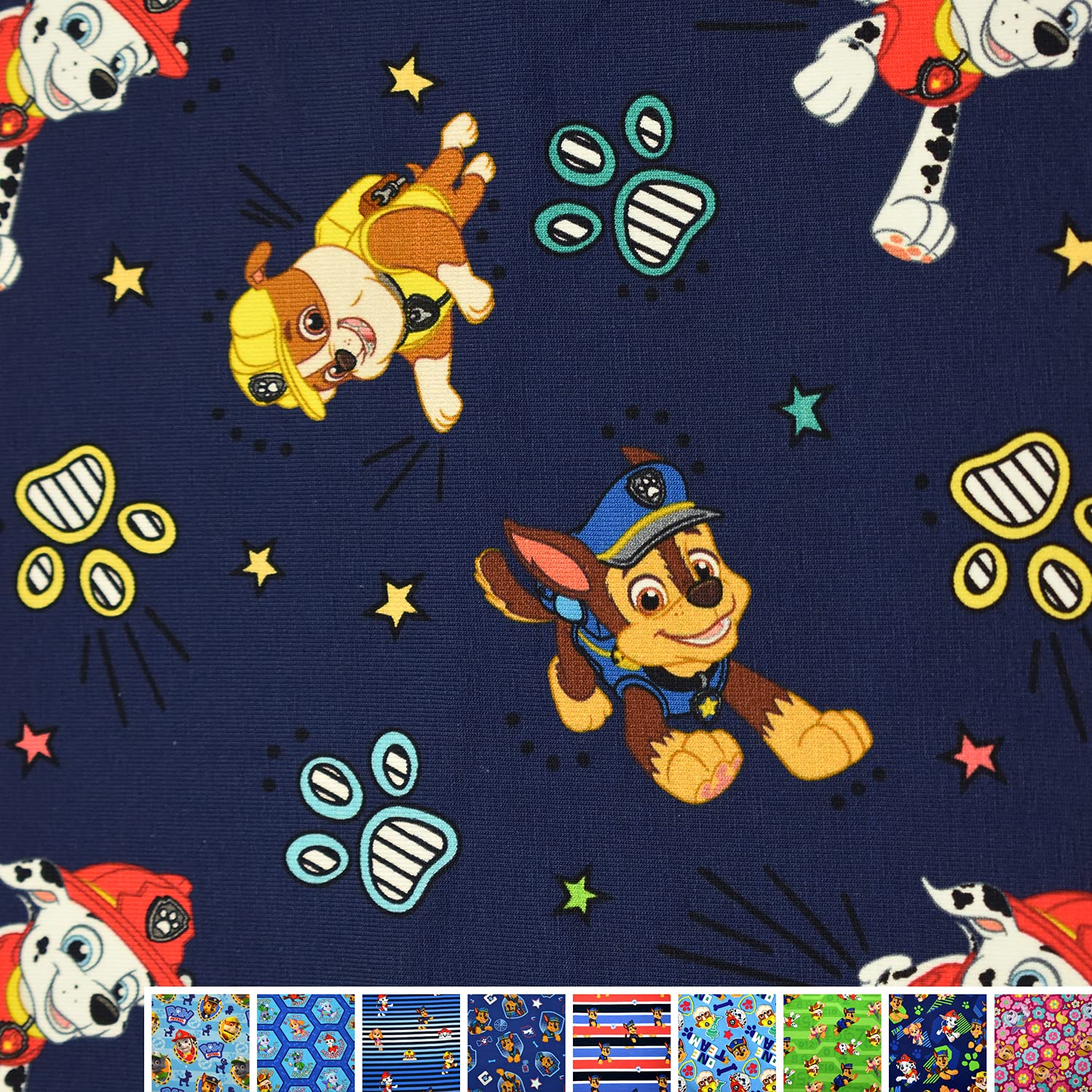 MAGAM-Stoffe Paw Jersey Kinder Stoff Oeko-Tex Meterware 50cm (12. Sky Regenbogen)