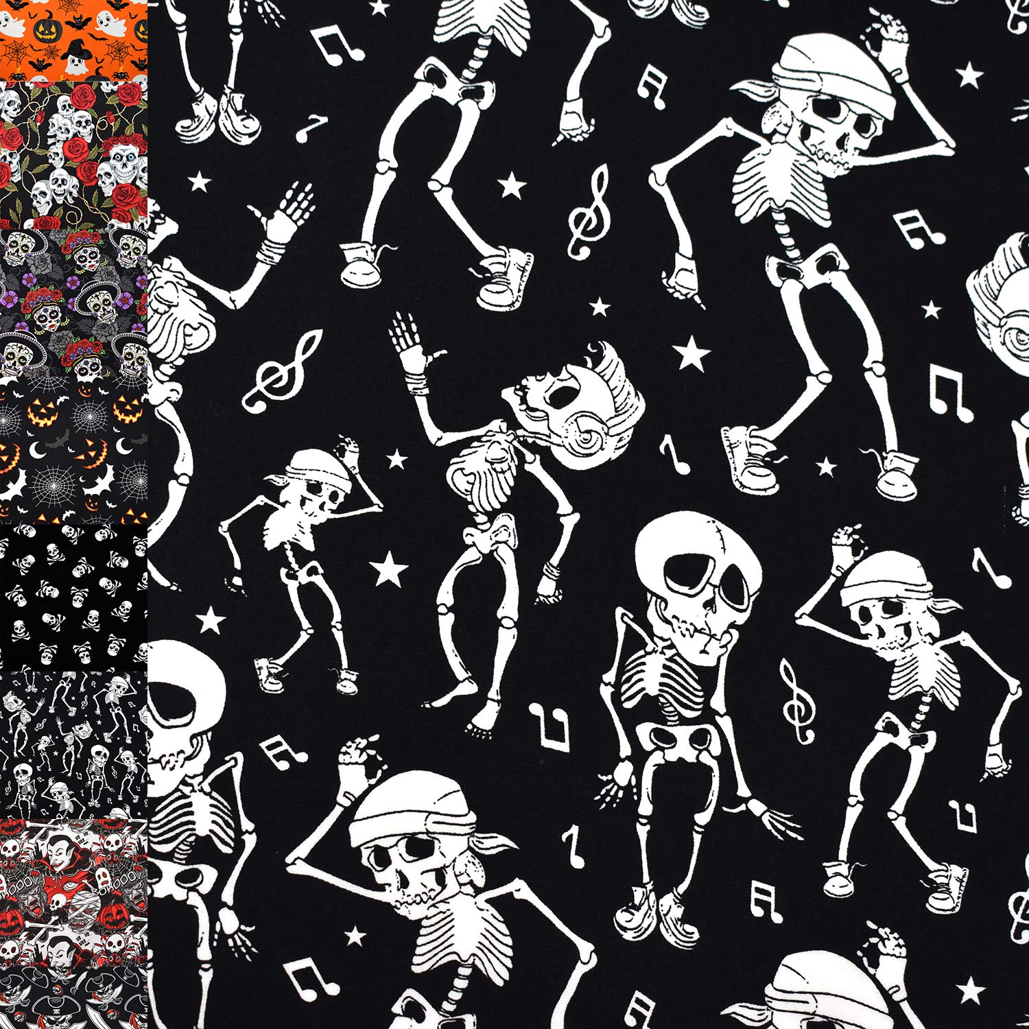 MAGAM-Stoffe Jack Baumwollstoff Popeline Halloween Piraten Skulls Meterware 50cm (Kleine Piraten Totenköpfe)