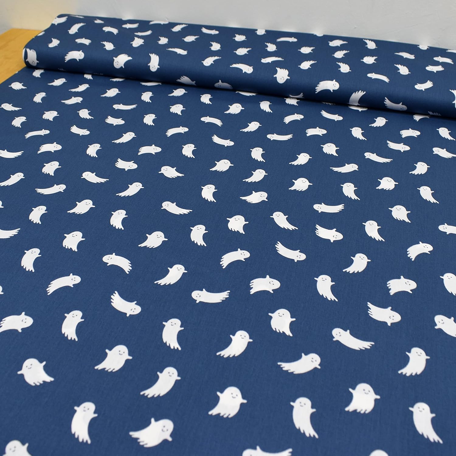 MAGAM-Stoffe Kleine Gespenster Baumwollstoff Kinder Meterware 50cm (Blau)