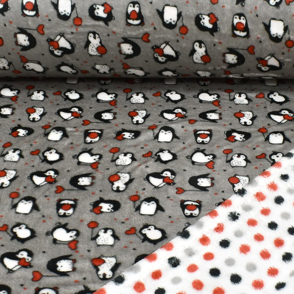 MAGAM-Stoffe Simon Pinguin Wellness Fleece Stoff Meterware 50cm