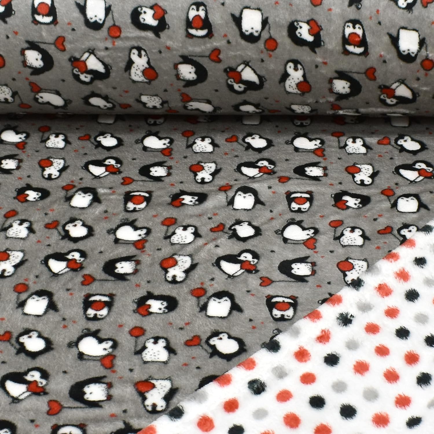 MAGAM-Stoffe Simon Pinguin Wellness Fleece Stoff Meterware 50cm