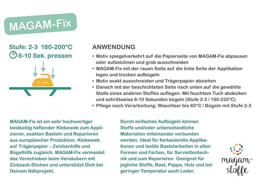 MAGAM-Stoffe Klebe Stoff weiß zum aufbügeln Industriestandard Meterware 50cm (45cm breit)