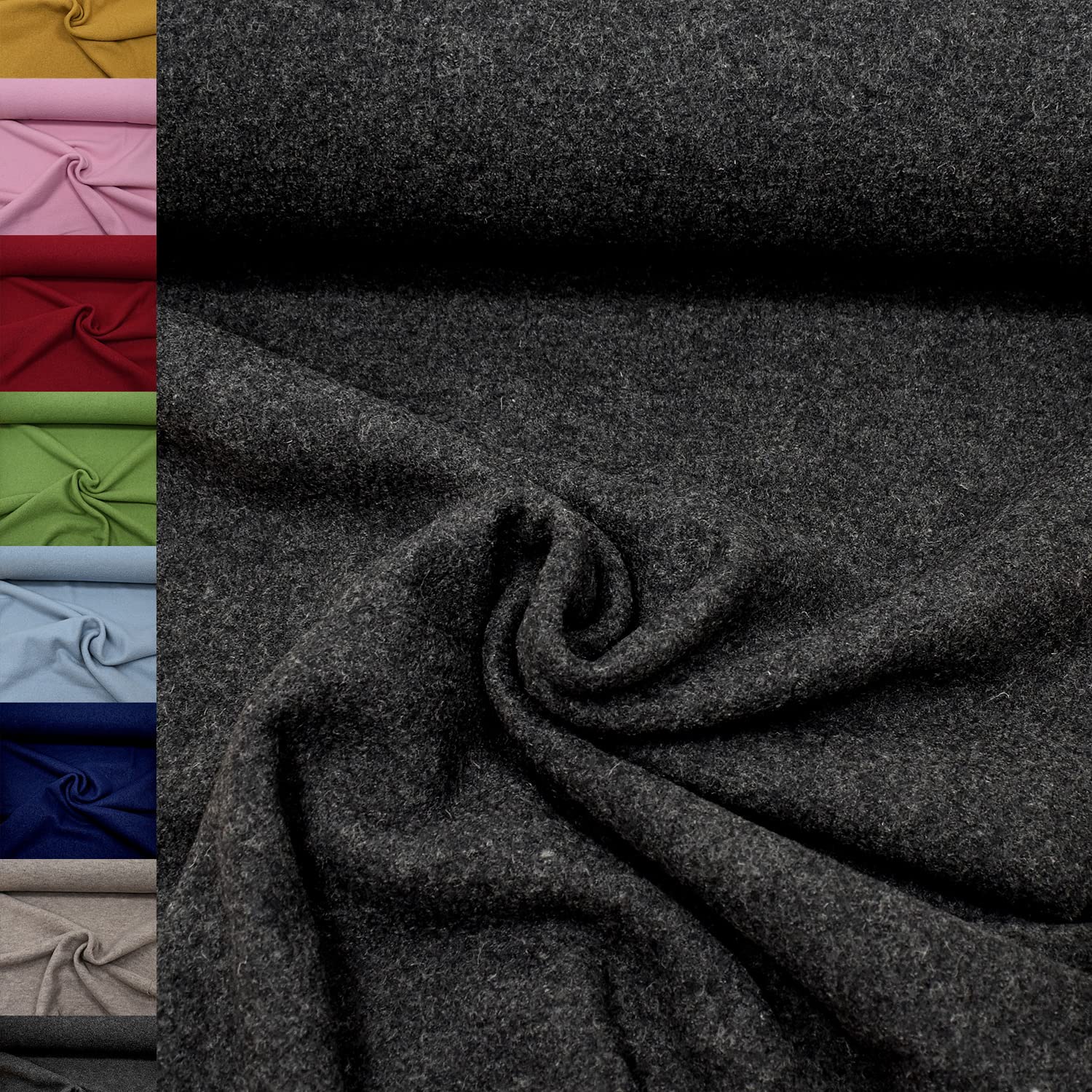 MAGAM-Stoffe Walkloden Wollstoff 100% reine Schurwolle Meterware 50cm (11. Grün)