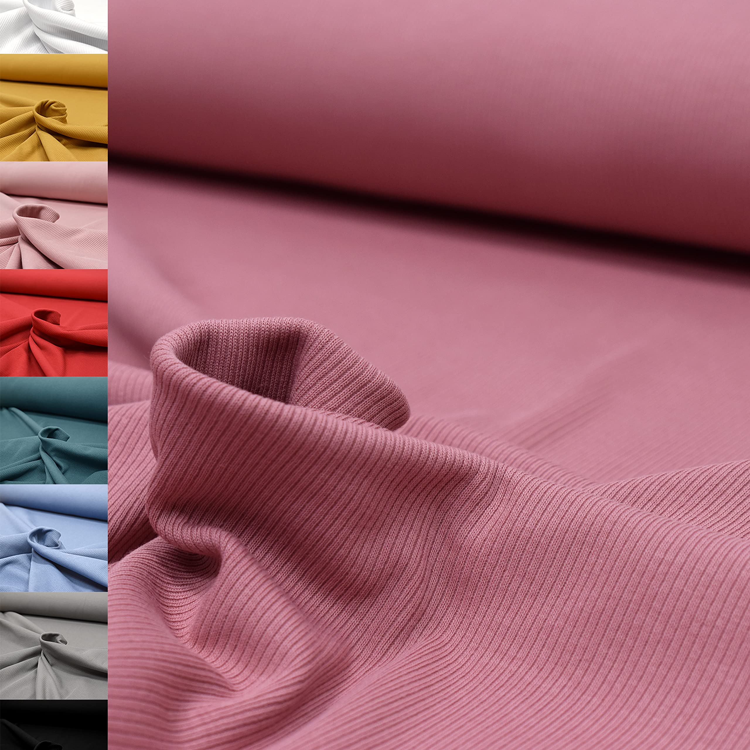 MAGAM-Stoffe Matteo Rippen Jersey Mode Stoff Meterware 50cm (Fiona Blümchen lila)