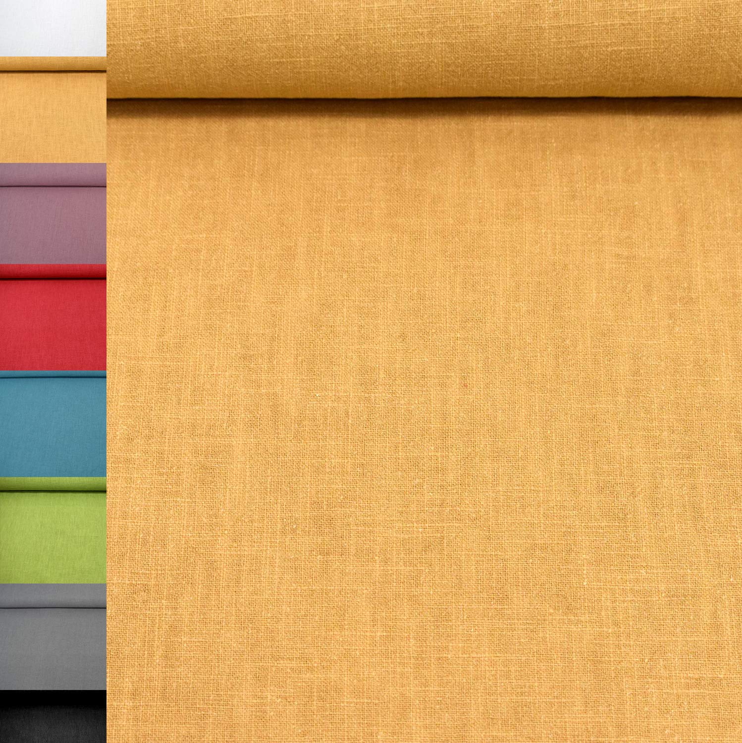 MAGAM-Stoffe Helena Bauernleinen 100% Leinen Stoff Uni Oeko-Tex Meterware 50cm (13. Schwarz)