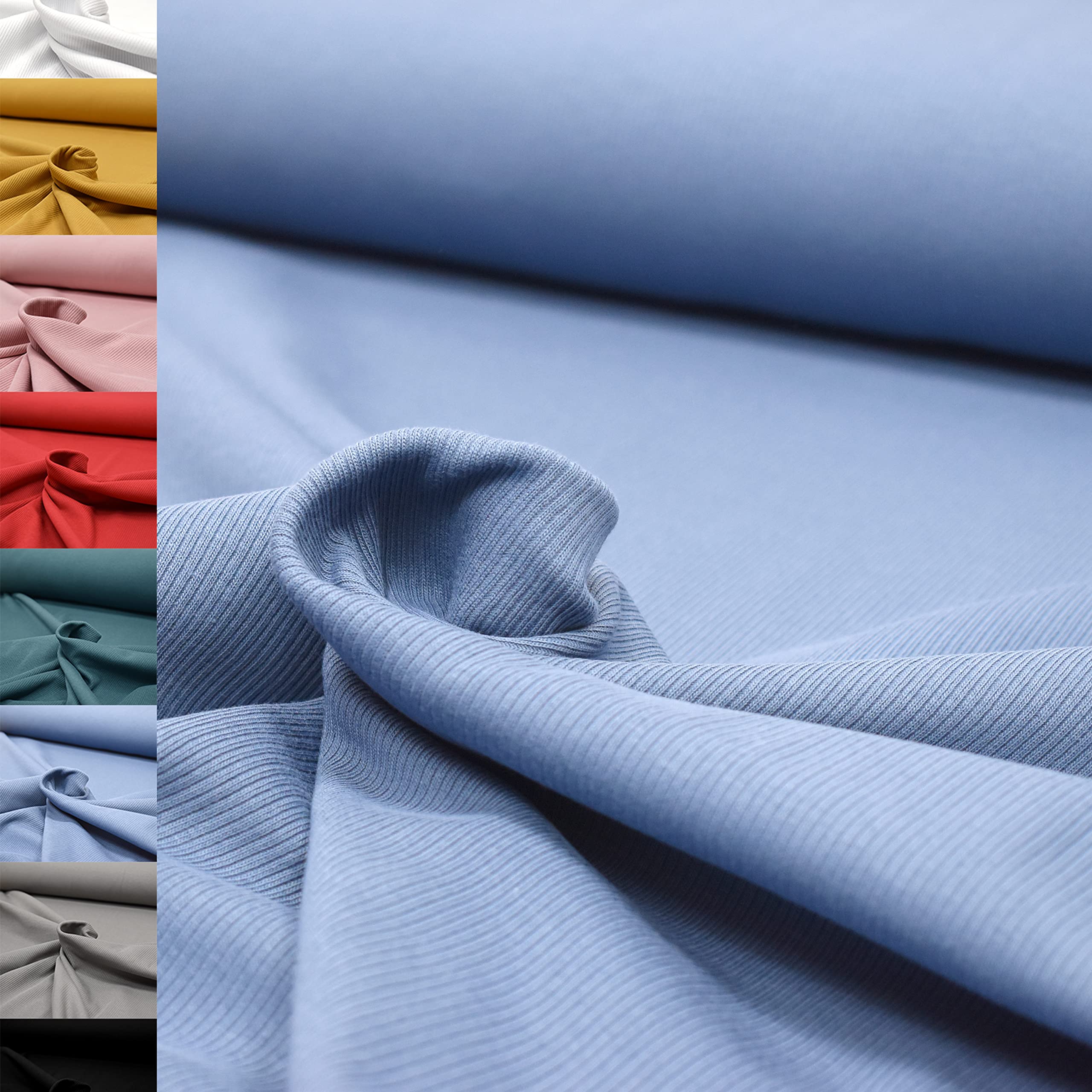 MAGAM-Stoffe Matteo Rippen Jersey Mode Stoff Meterware 50cm (Fiona Blümchen lila)