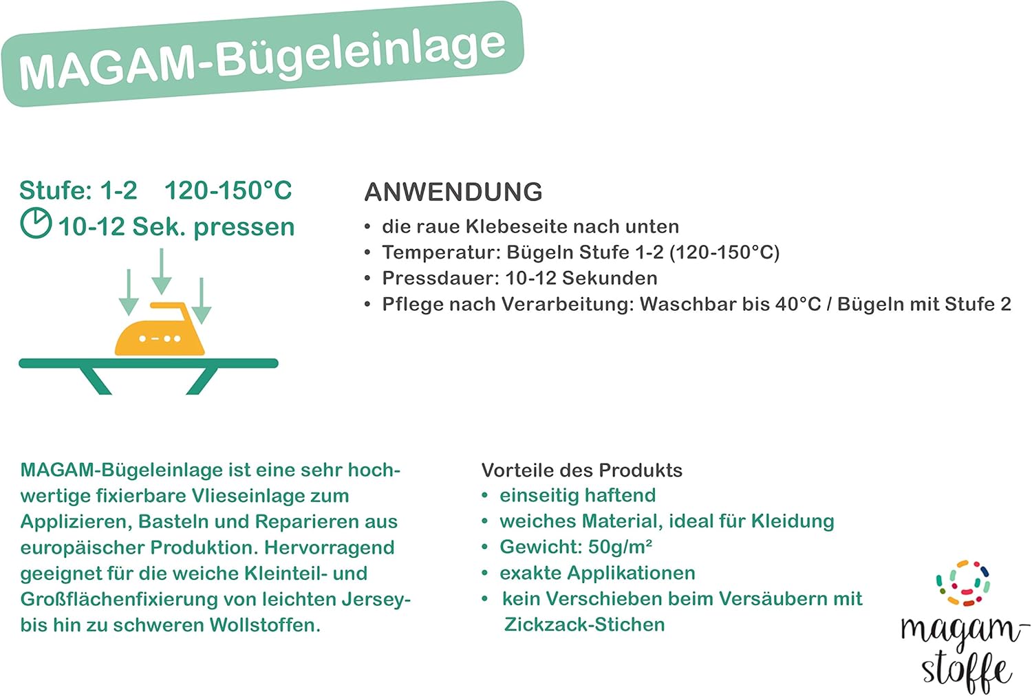 MAGAM-Stoffe Bügeleinlage Einlagestoff zum aufbügeln Vlieseline Industriestandard Meterware 50cm (Anthrazit)