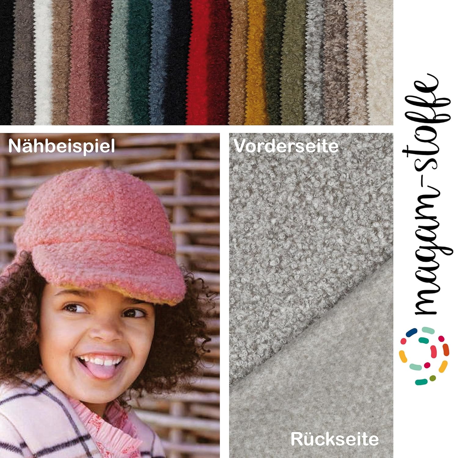 MAGAM-Stoffe Ruby Teddy super weicher Teddyfell Boucle Meterware ab 50cm (01. Natur)