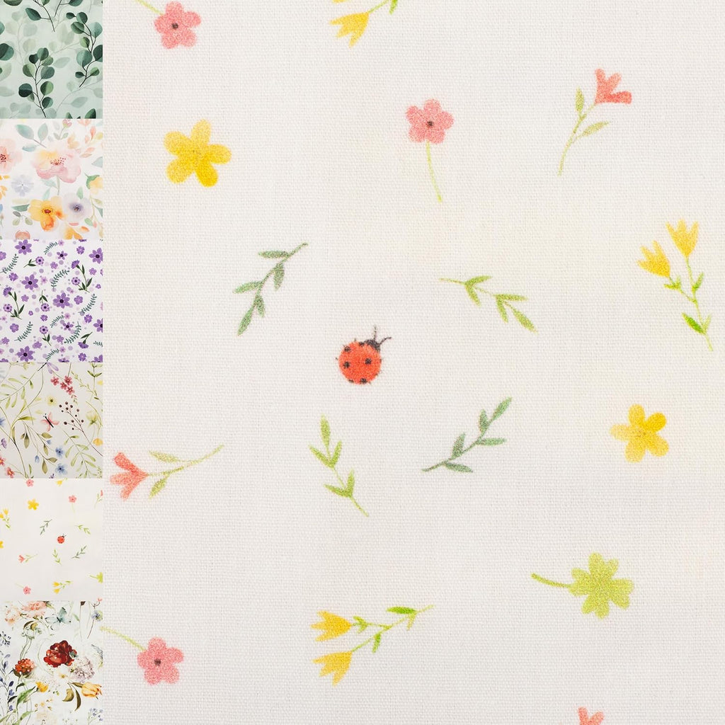 MAGAM-Stoffe Emma Blumen Baumwollstoff ÖKO-TEX Meterware ab 50cm (Marienkäfer)