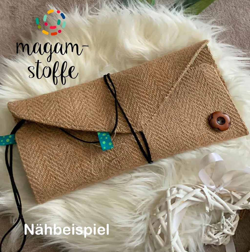 MAGAM-Stoffe Luca 1m Jute Stoff aus 100% Jute Rupfen Natur Sack-Leinen Dekostoff Meterware (Premium gemustert)