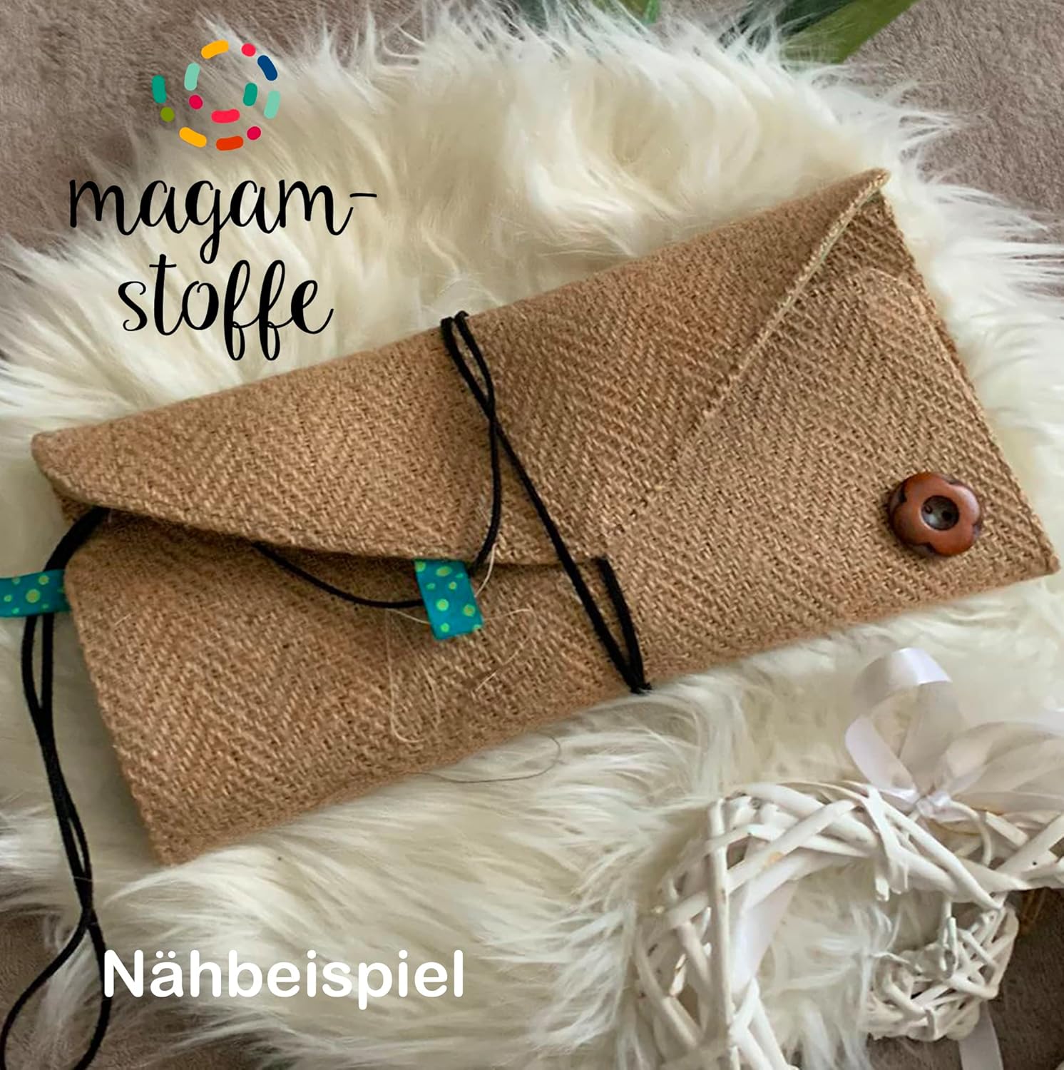 MAGAM-Stoffe Luca 1m Jute Stoff aus 100% Jute Rupfen Natur Sack-Leinen Dekostoff Meterware (Premium gemustert)