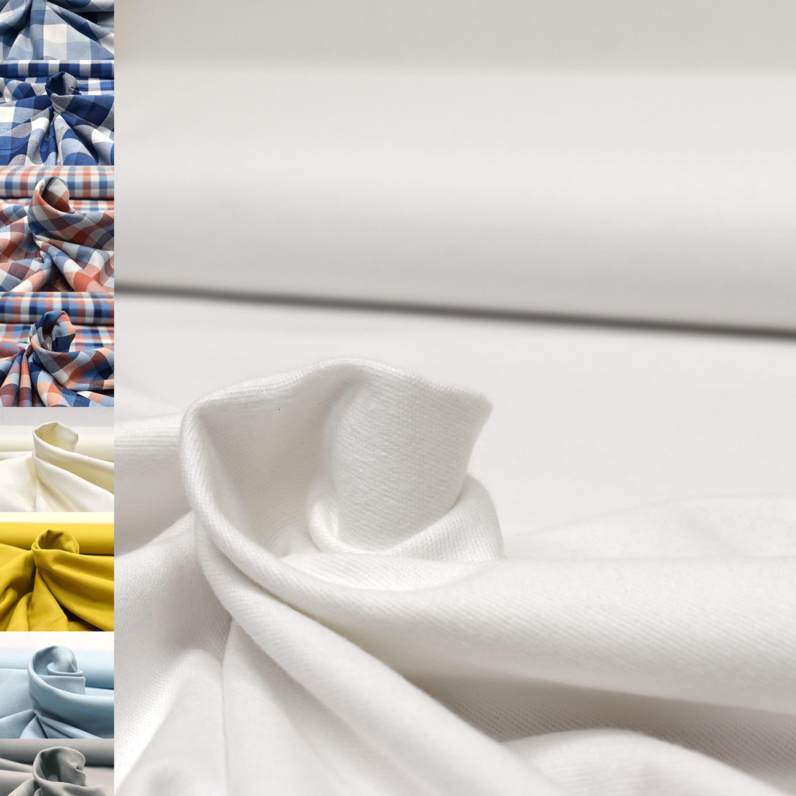 MAGAM-Stoffe Aberdeen Mode Stoff Denim Jeans Flanell Meterware 50cm (Dino weiß)