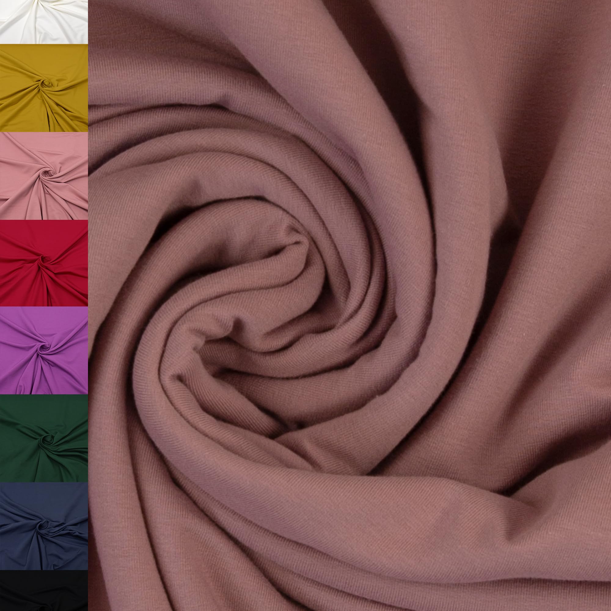 MAGAM-Stoffe Theo French Terry uni Sweat Stoff Oeko-Tex Meterware 50cm (26. Beige)