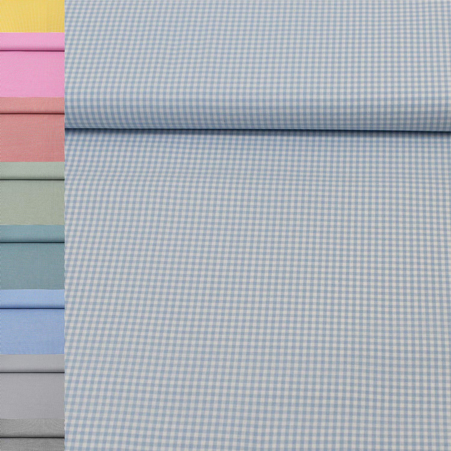 MAGAM-Stoffe Mona Vichy-Karo klein Baumwollstoff Oeko-Tex Meterware 50cm (20. Schwarz)