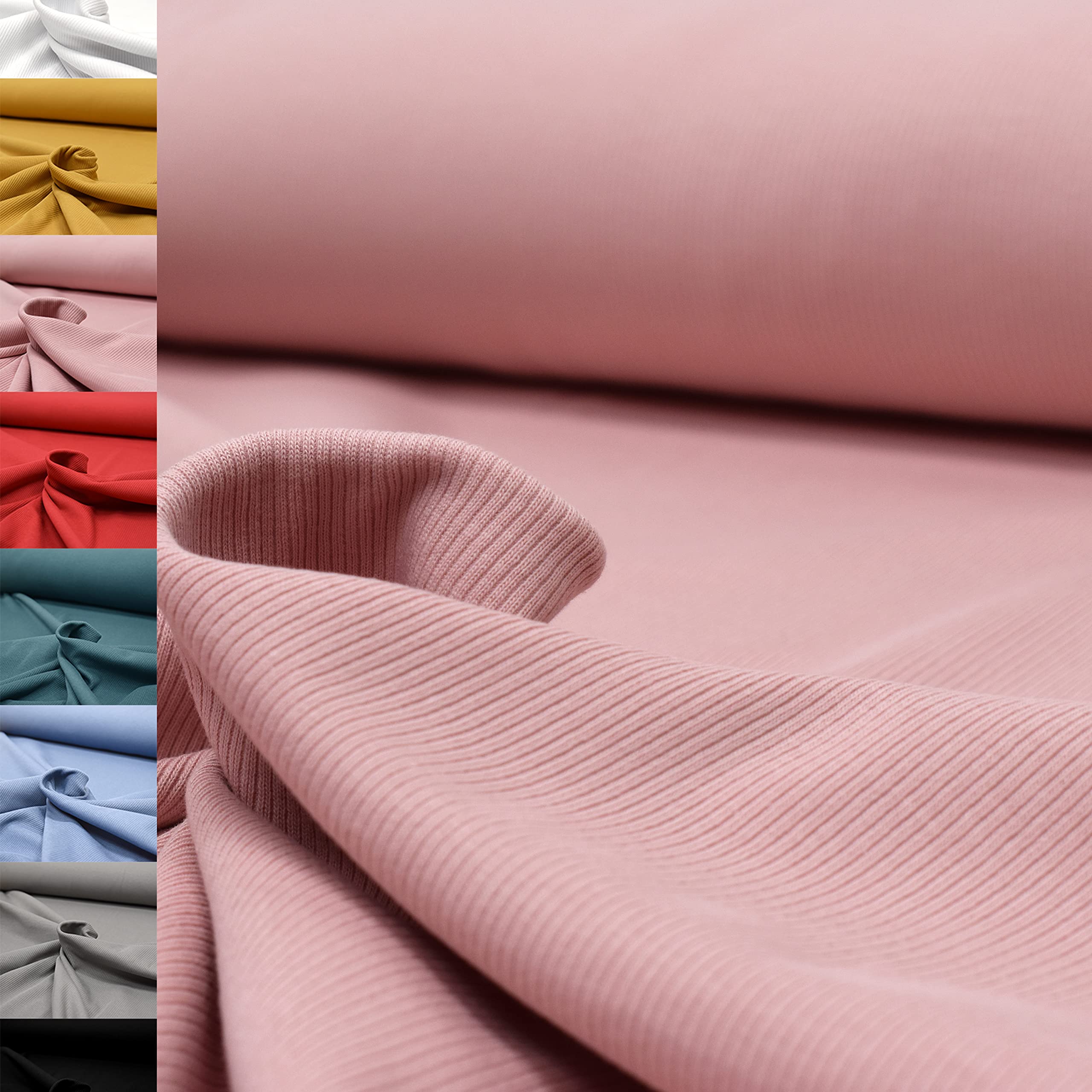 MAGAM-Stoffe Matteo Rippen Jersey Mode Stoff Meterware 50cm (Fiona Blümchen lila)