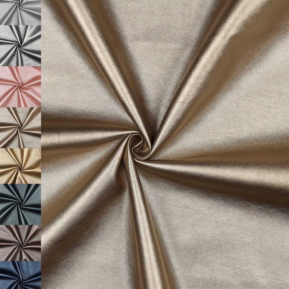 MAGAM-Stoffe Metallic Optik Kunstleder Polsterstoff Kleidung Taschen Meterware ab 50cm (01. Hell silber)