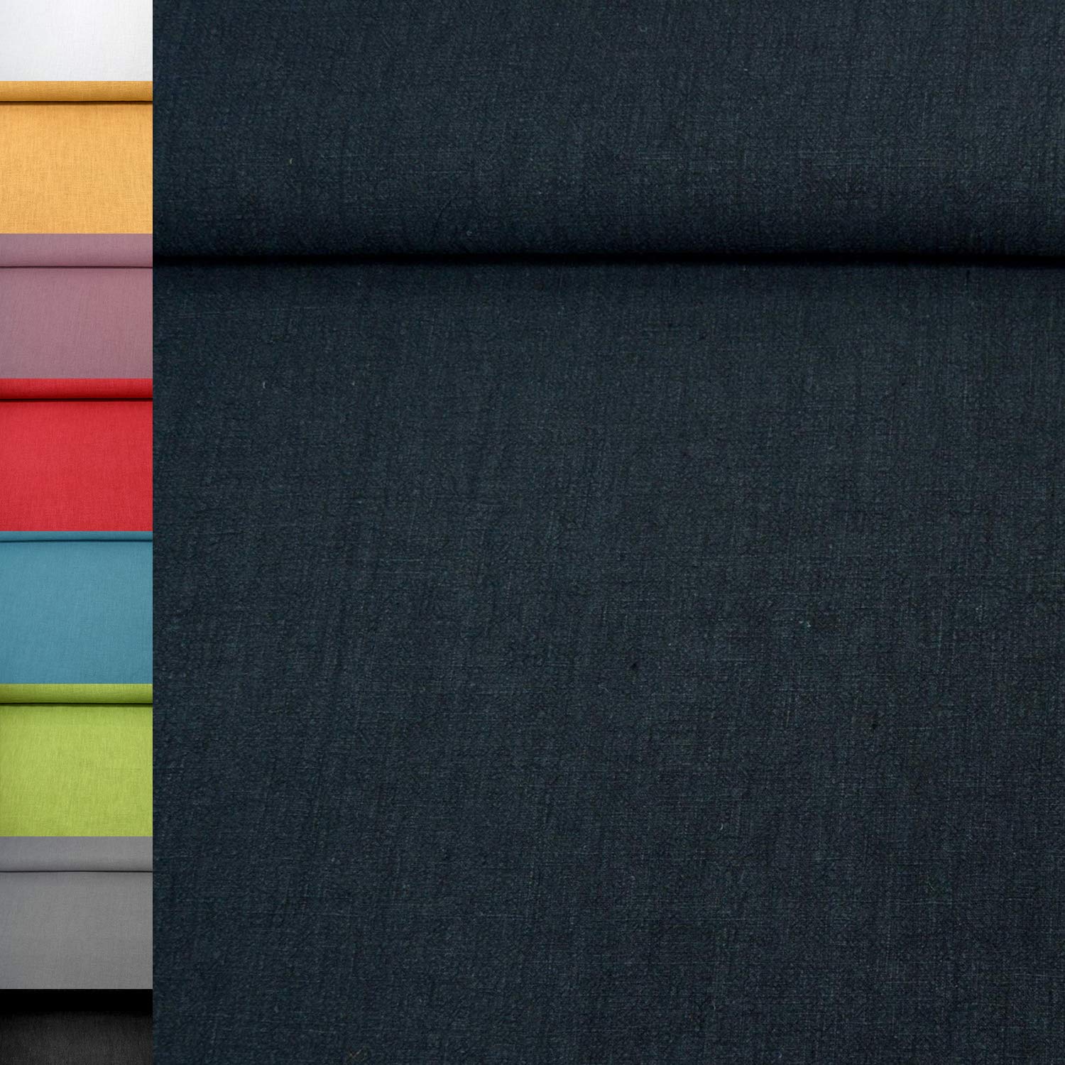 MAGAM-Stoffe Helena Bauernleinen 100% Leinen Stoff Uni Oeko-Tex Meterware 50cm (13. Schwarz)