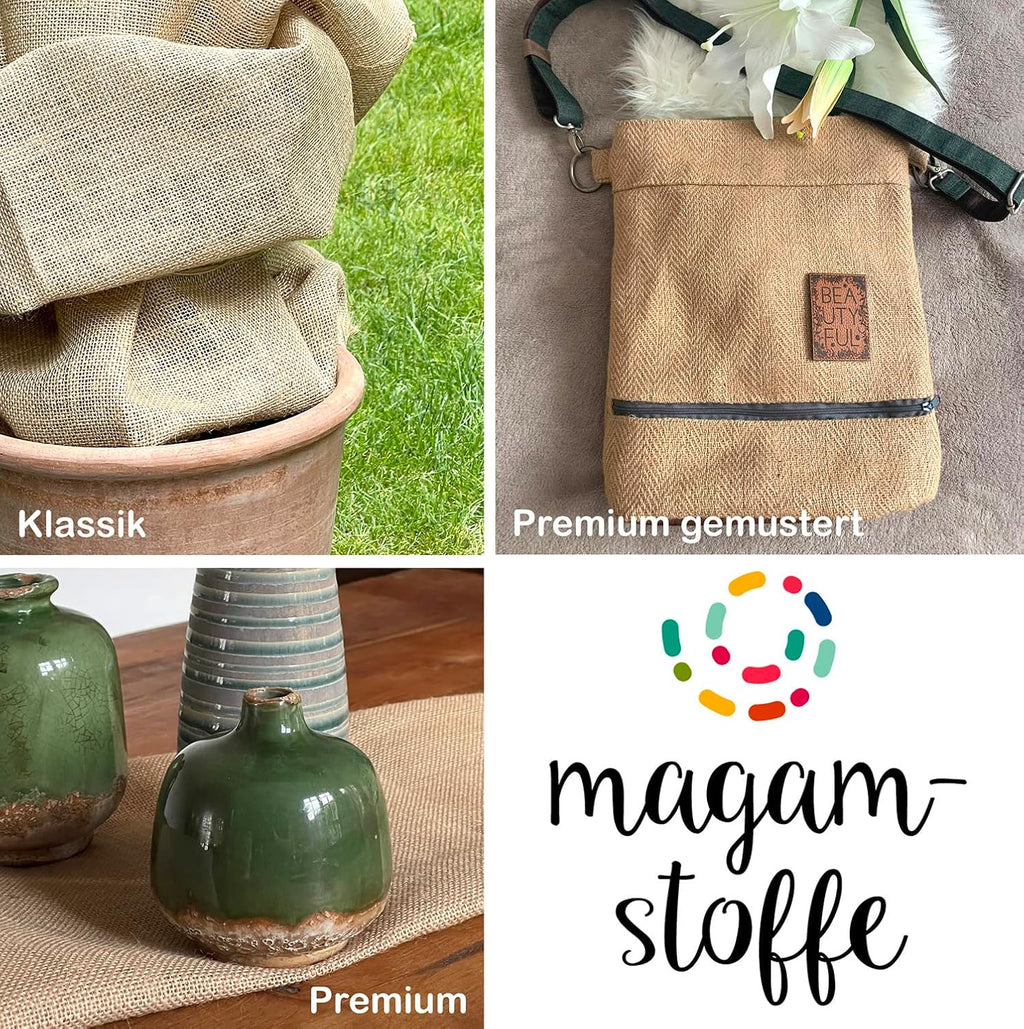 MAGAM-Stoffe 1m Jute Stoff aus 100% Jute Rupfen Natur Sack-Leinen Dekostoff Meterware (Klassik)