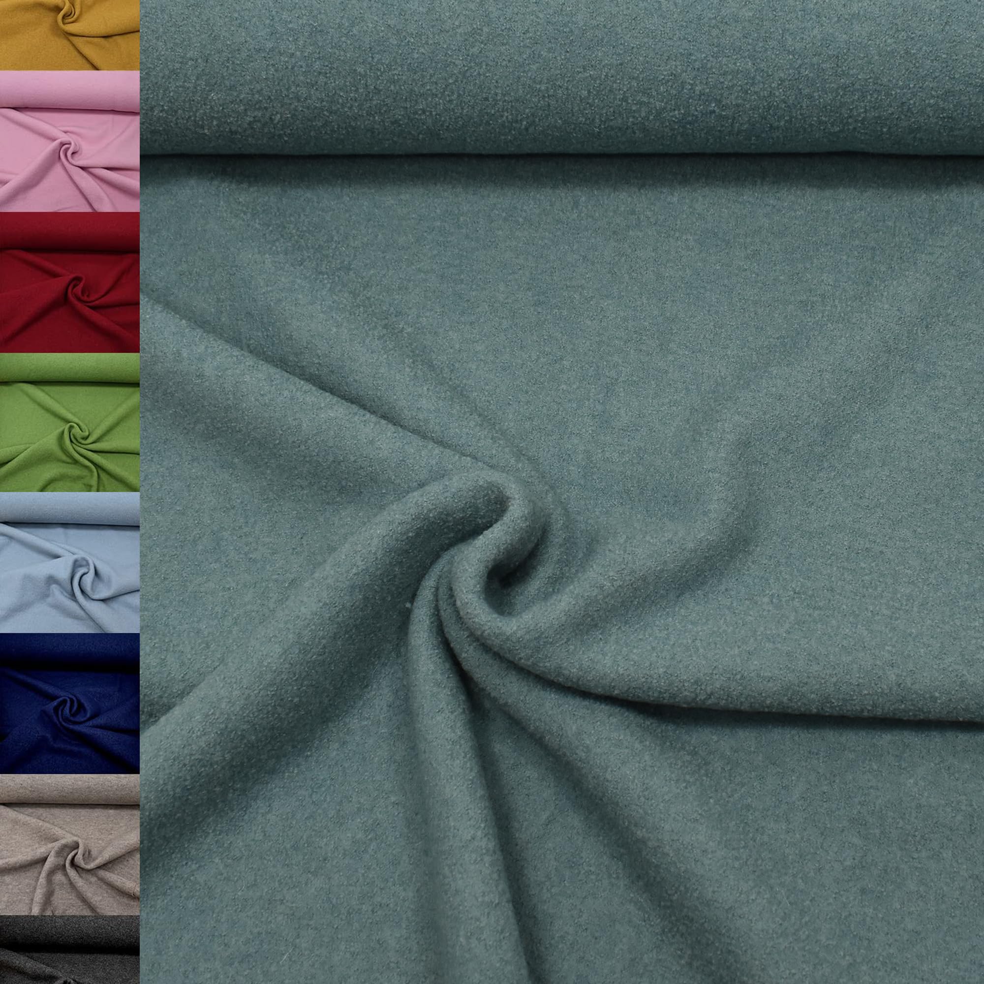 MAGAM-Stoffe Walkloden Wollstoff 100% reine Schurwolle Meterware 50cm (11. Grün)