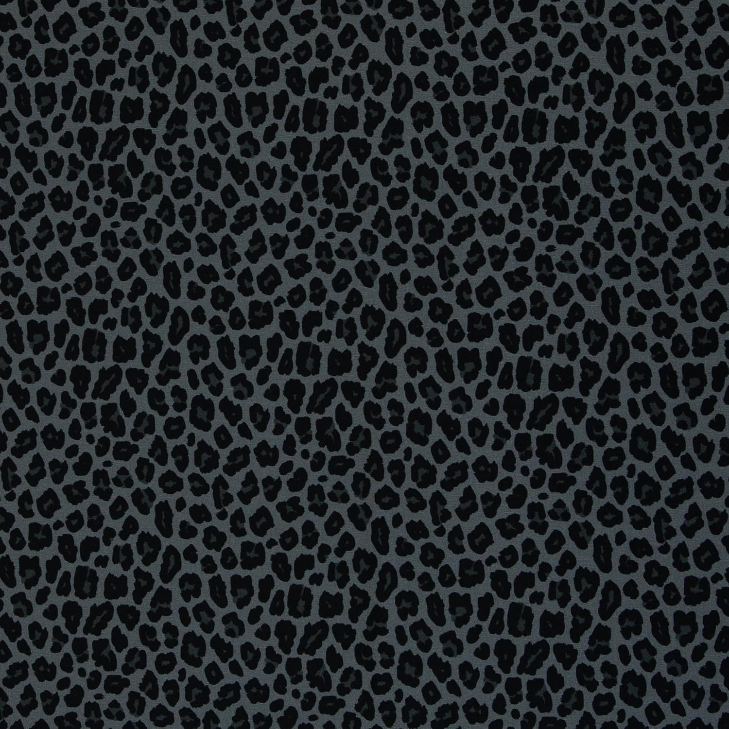 MAGAM-Stoffe Hey Leo Jersey Stoff Leo-Look Leoparden-Muster OEKO-TEX Meterware 50cm (Dunkelgrau)