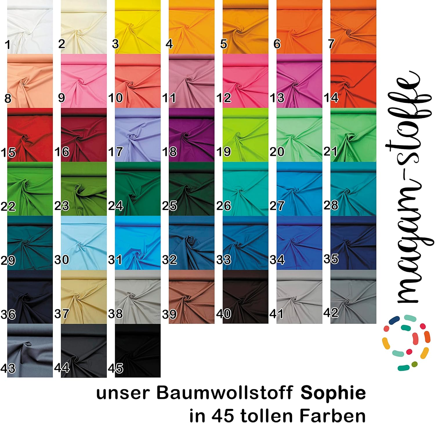 MAGAM-Stoffe Sophie Baumwollstoff Uni 100% Baumwolle Oeko-Tex Meterware 50cm (11. Rosenholz)