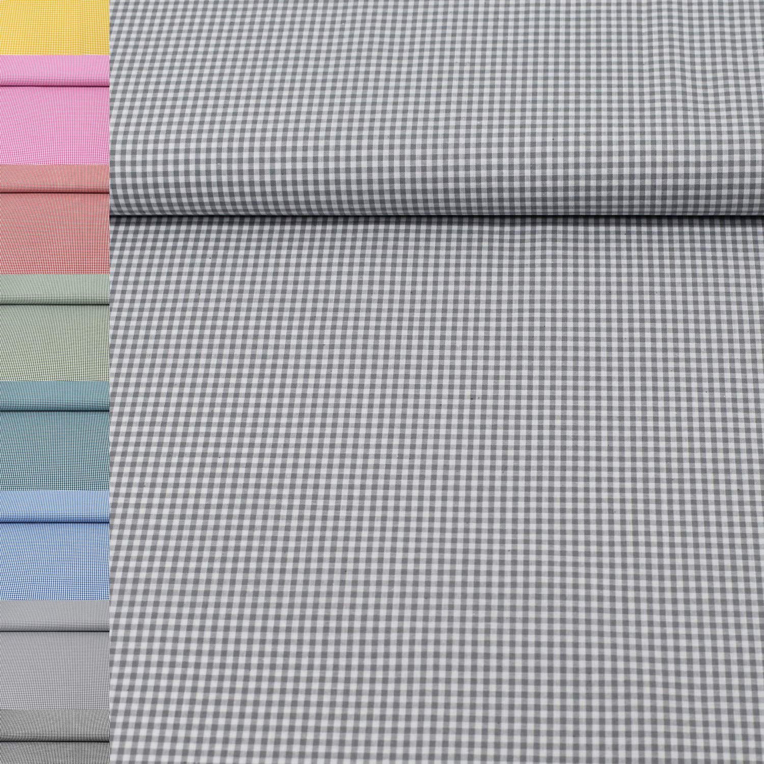 MAGAM-Stoffe Mona Vichy-Karo klein Baumwollstoff Oeko-Tex Meterware 50cm (20. Schwarz)