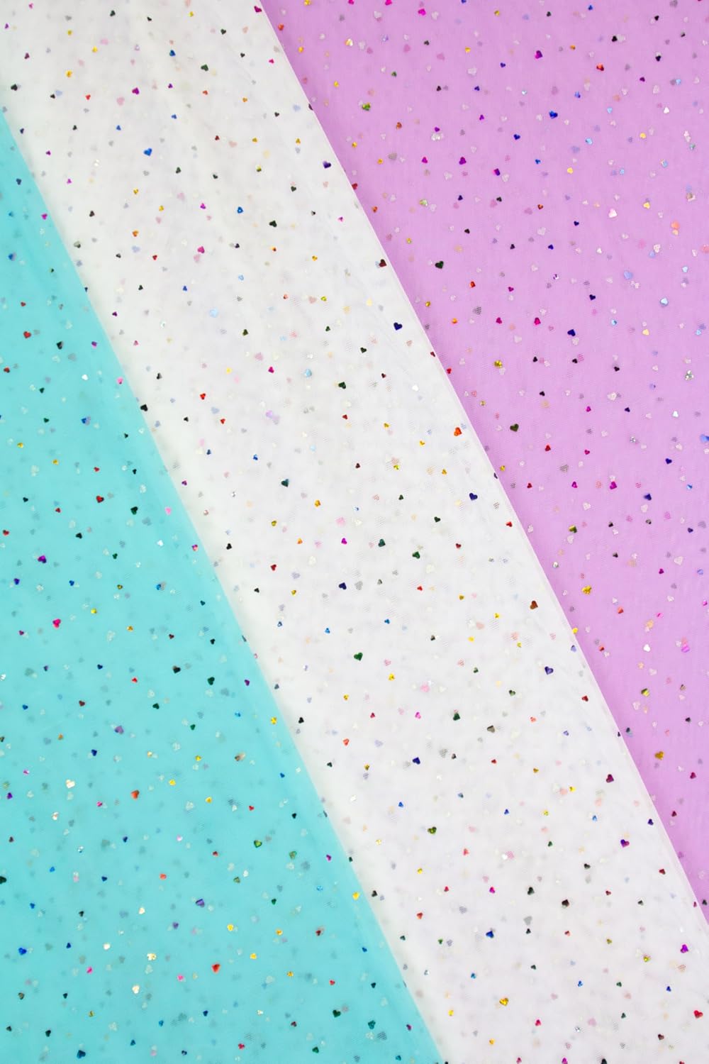 MAGAM-Stoffe Tüllstoff für Bekleidung Deko Soft Tüll Meterware (Herzen weiß)