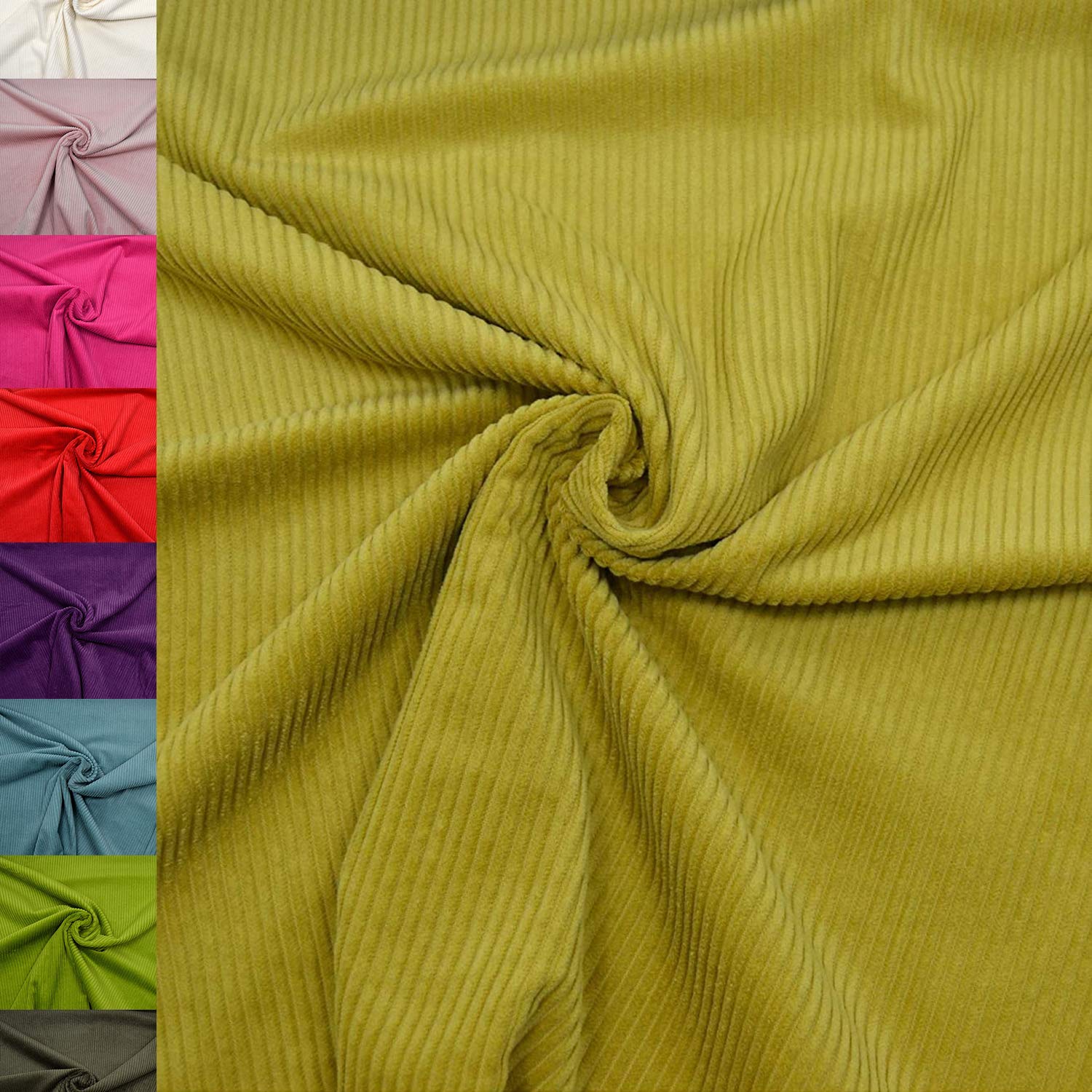 MAGAM-Stoffe Yanis Breitcord Cordstoff 100% Baumwolle Bekleidung Möbel Meterware 50cm (01. Warm gelb)