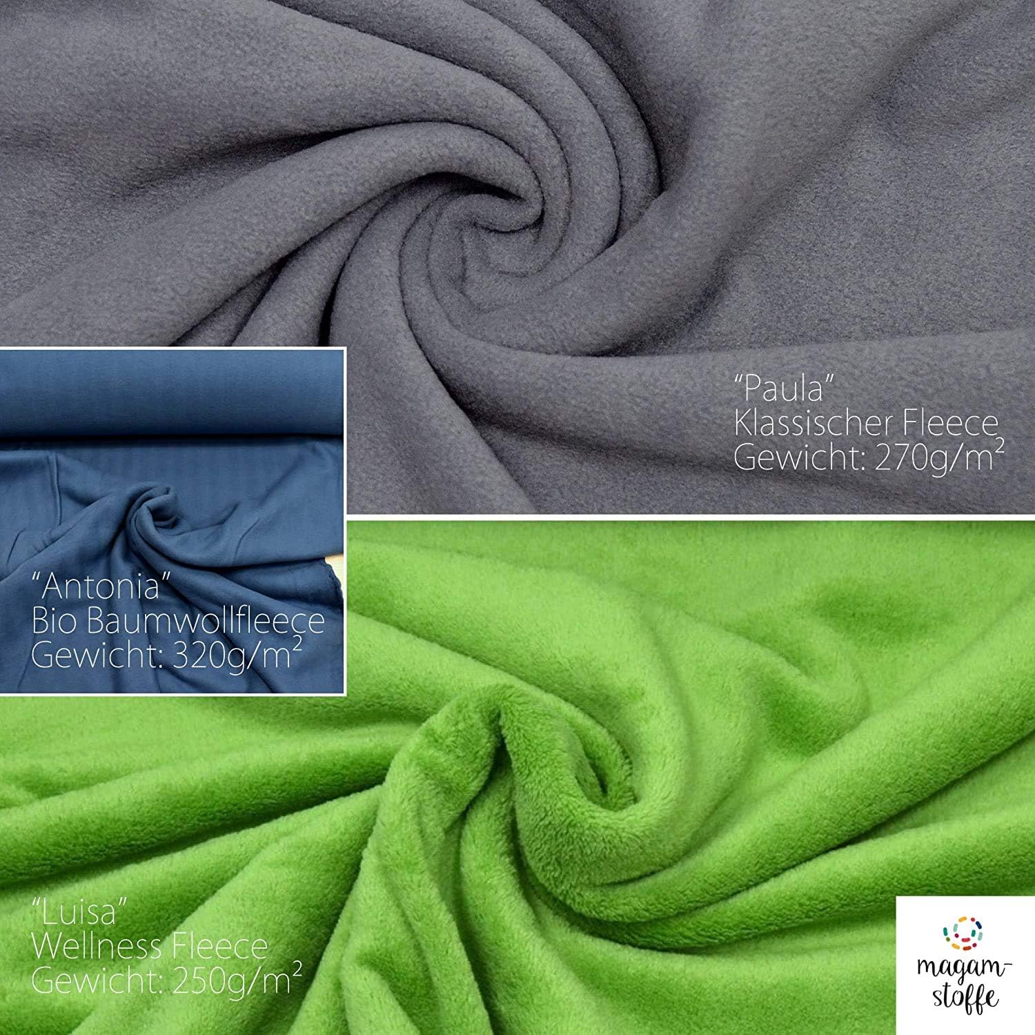 MAGAM-Stoffe Paula Fleece Stoff Uni Antipilling Meterware 50cm (07. Dunkelgrün)