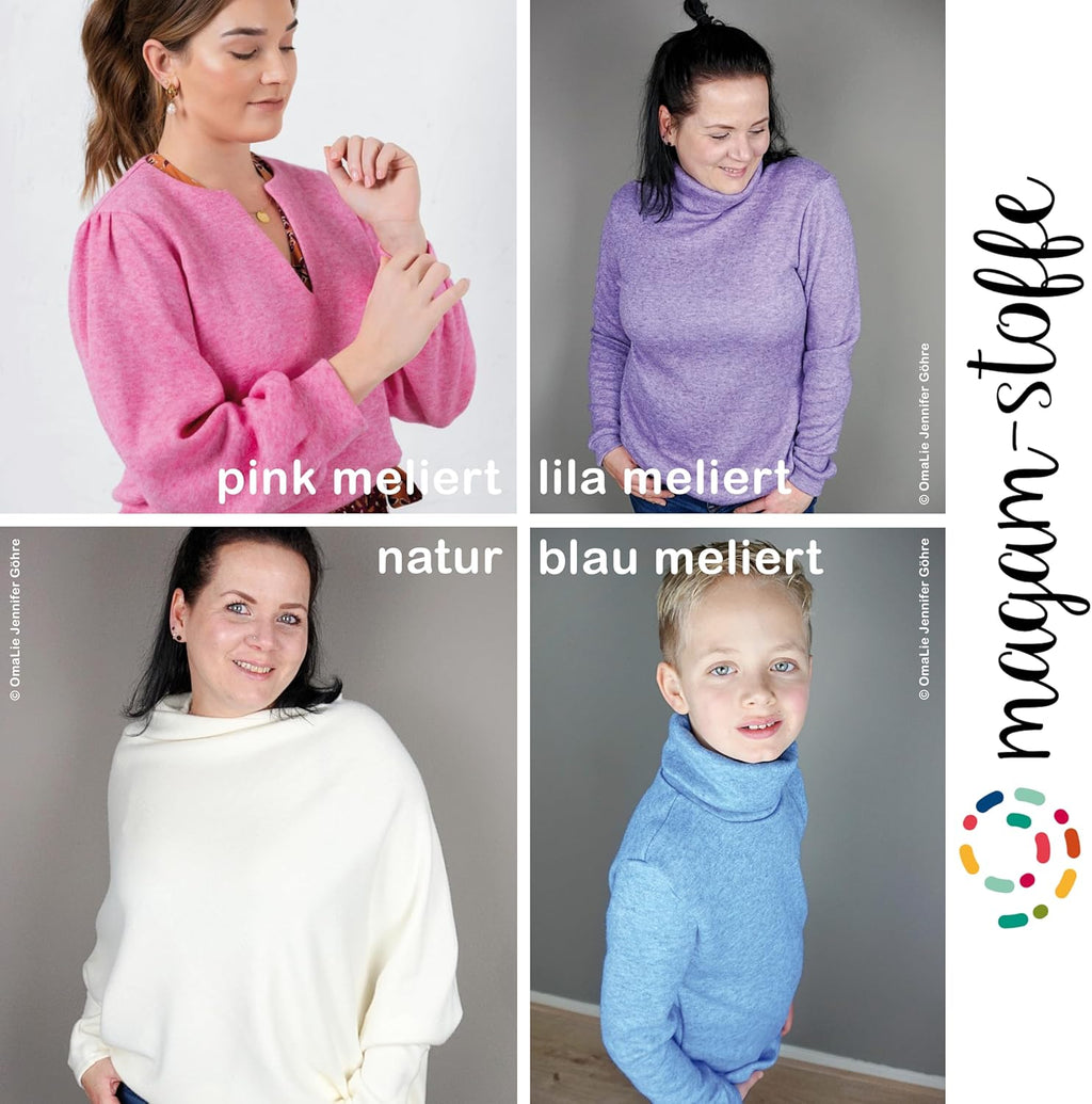 MAGAM-Stoffe Adele super weicher Strickstoff für Kleidung Meterware ab 50cm (10. Meliert grau)