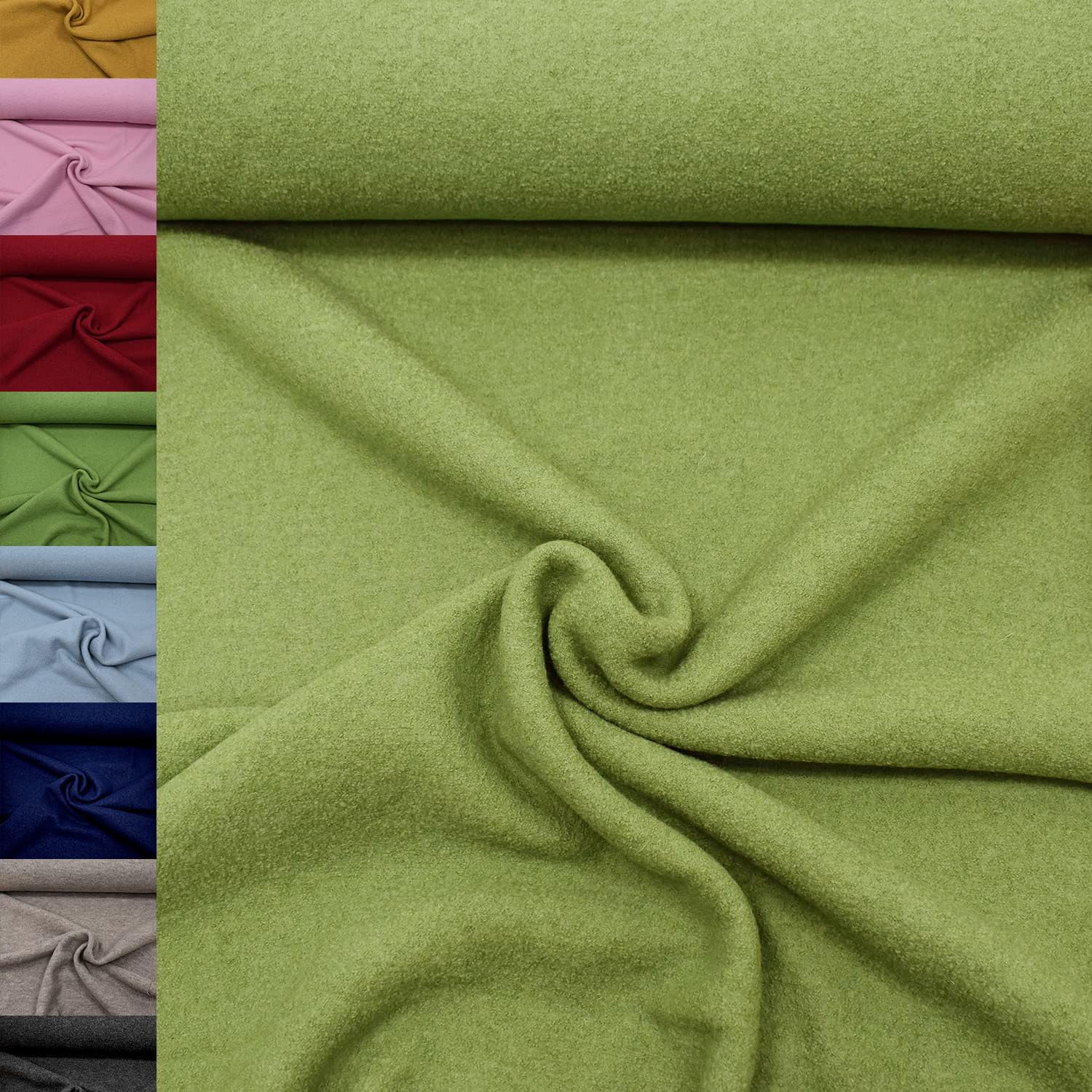 MAGAM-Stoffe Walkloden Wollstoff 100% reine Schurwolle Meterware 50cm (11. Grün)