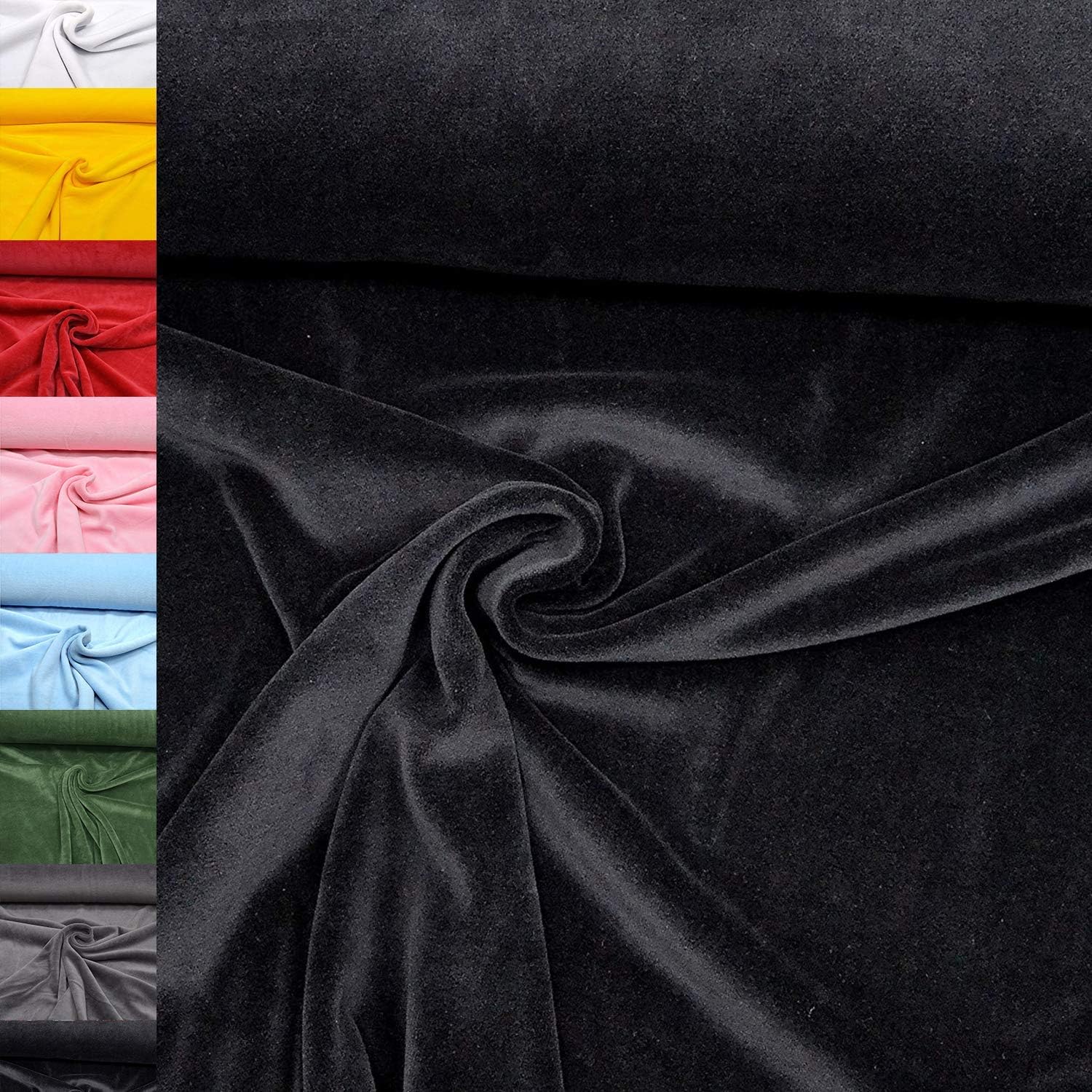 MAGAM-Stoffe Stella Nicki Stoff uni Oeko-Tex Meterware 50cm (32. Schwarz)