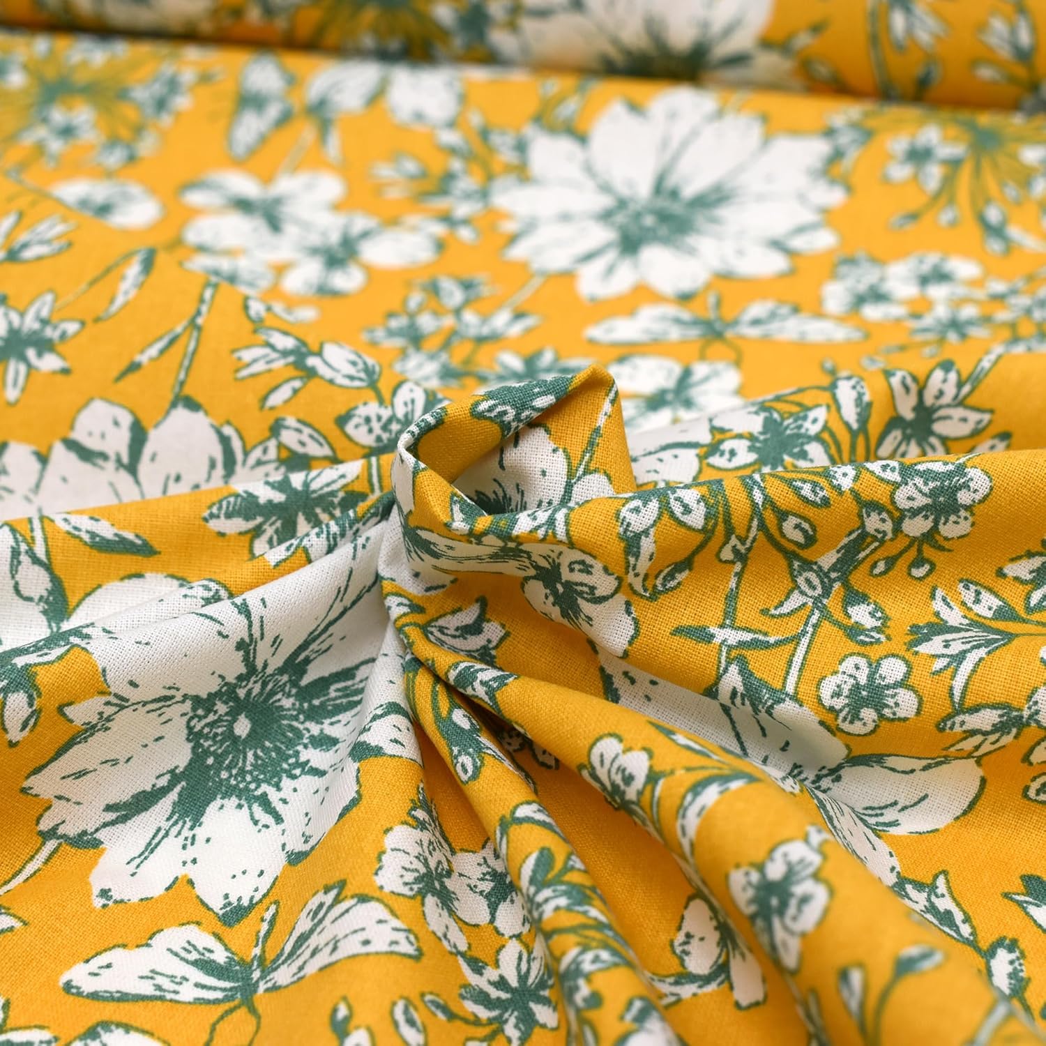 MAGAM-Stoffe Alya Baumwollstoff aus Frankreich OEKO-TEX Meterware ab 50cm (Gelb)