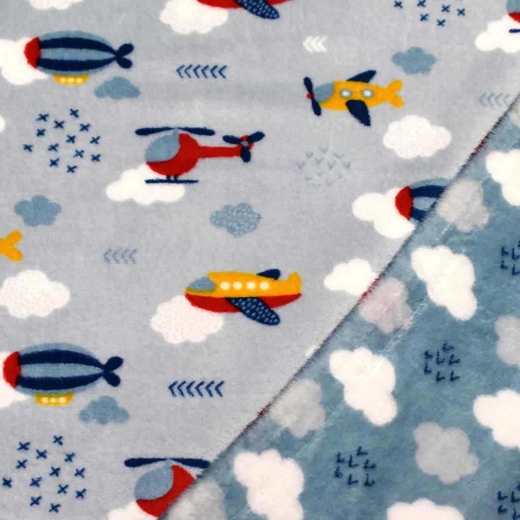 MAGAM-Stoffe Simon Luftfahrt Wellness Fleece Stoff Meterware 50cm