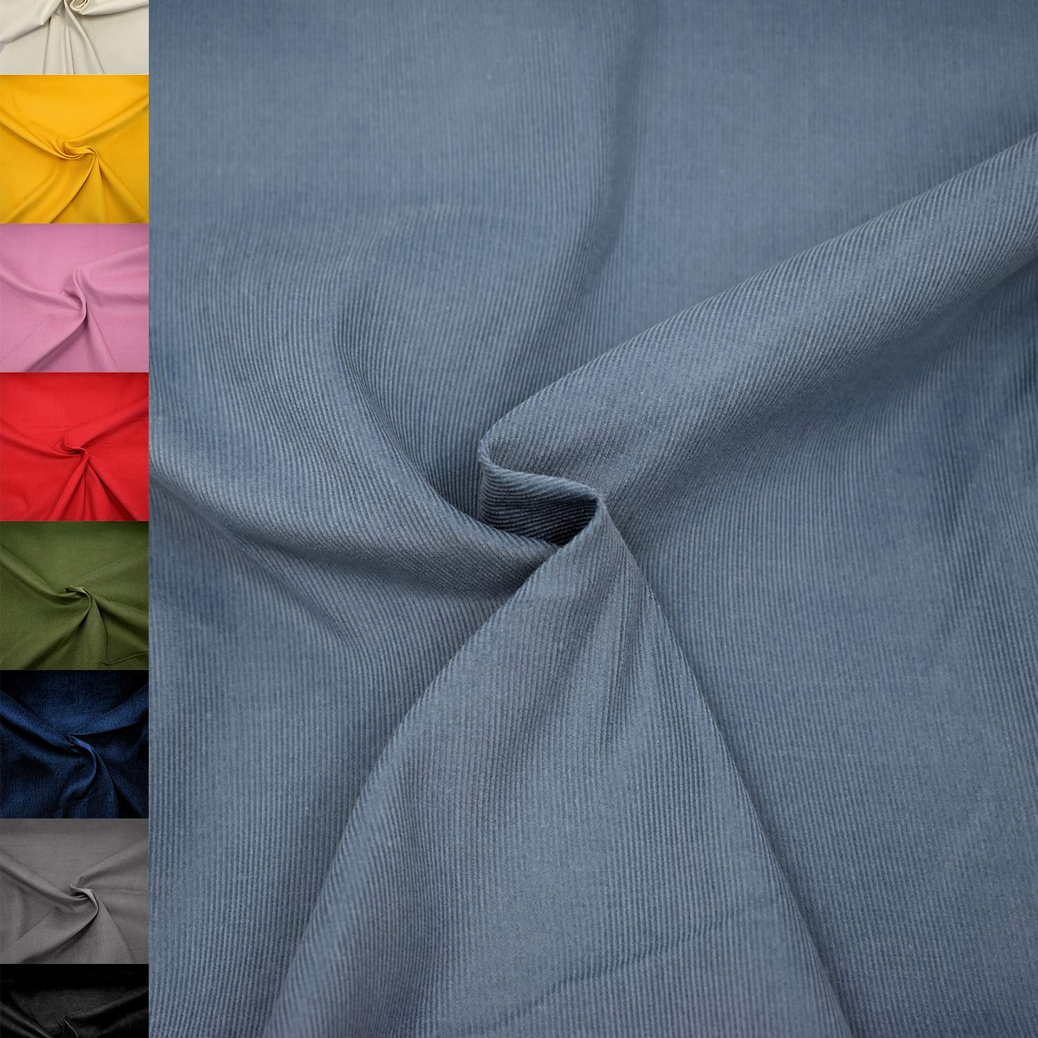 MAGAM-Stoffe Lasse Babycord Feincord Stoff uni 100% Baumwolle Meterware 50cm (07. Haselnuss-Grün)