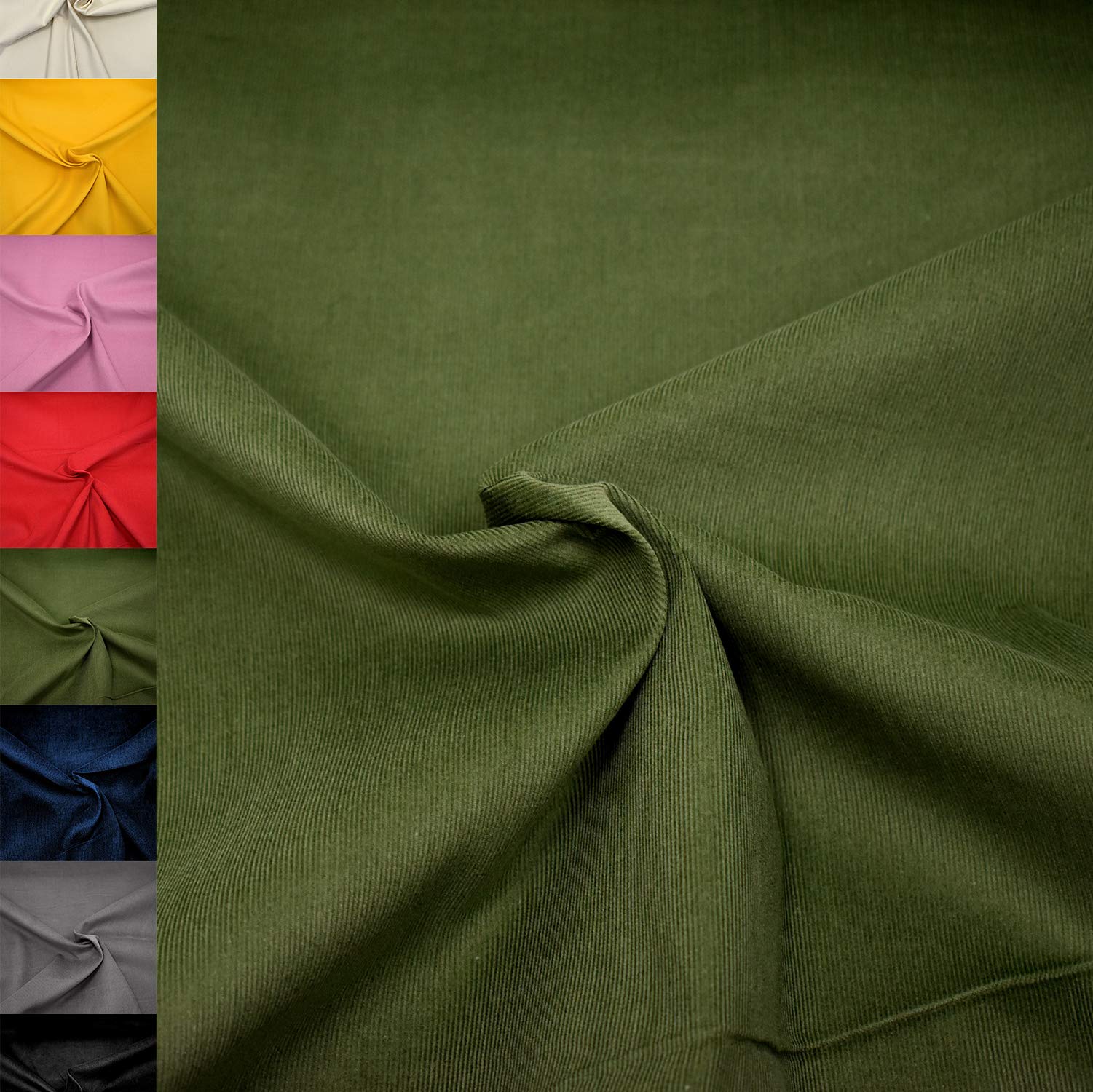 MAGAM-Stoffe Lasse Babycord Feincord Stoff uni 100% Baumwolle Meterware 50cm (07. Haselnuss-Grün)