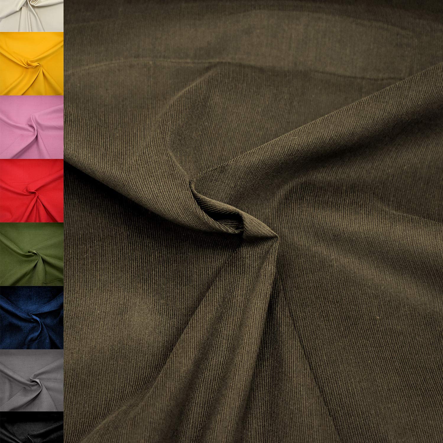 MAGAM-Stoffe Lasse Babycord Feincord Stoff uni 100% Baumwolle Meterware 50cm (07. Haselnuss-Grün)