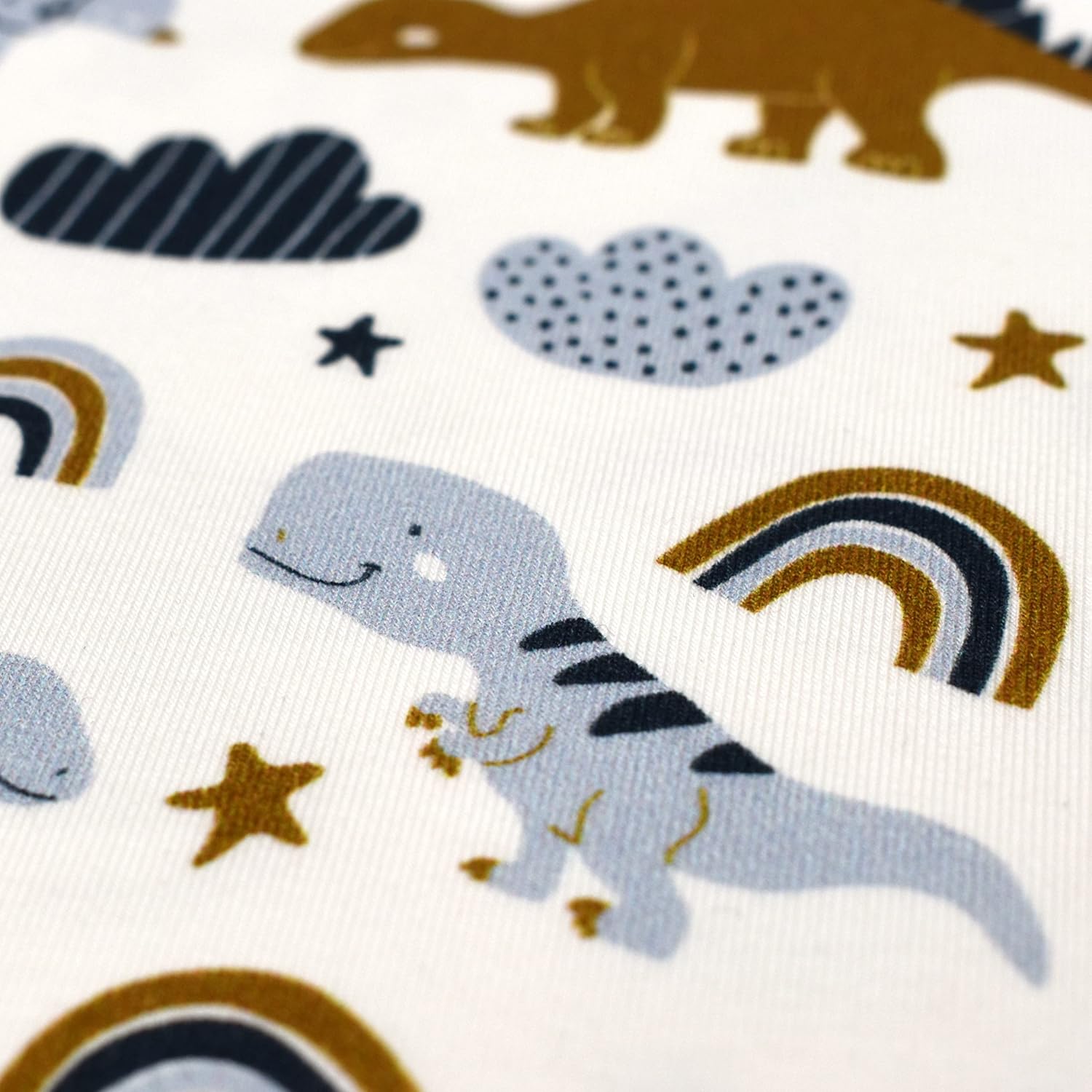 MAGAM-Stoffe Dino Bande Jersey Kinder Stoff Oeko-Tex Meterware 50cm (Dino natur weiß)