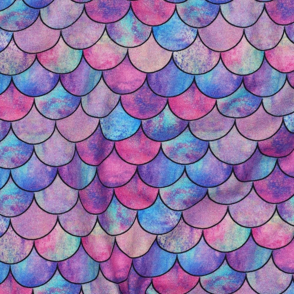 MAGAM-Stoffe Jersey Stoff Meerjungfrau Schuppen Fischschuppen Kinder OEKO-TEX Meterware ab 50cm (Türkis-rosa)