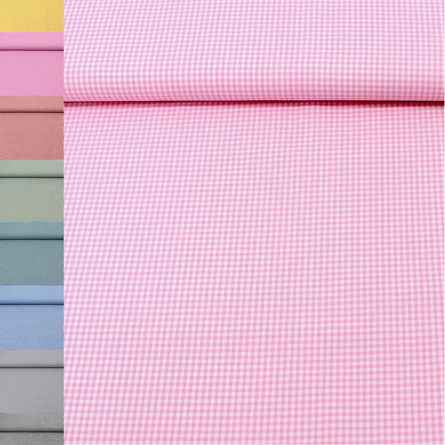 MAGAM-Stoffe Mona Vichy-Karo klein Baumwollstoff Oeko-Tex Meterware 50cm (20. Schwarz)