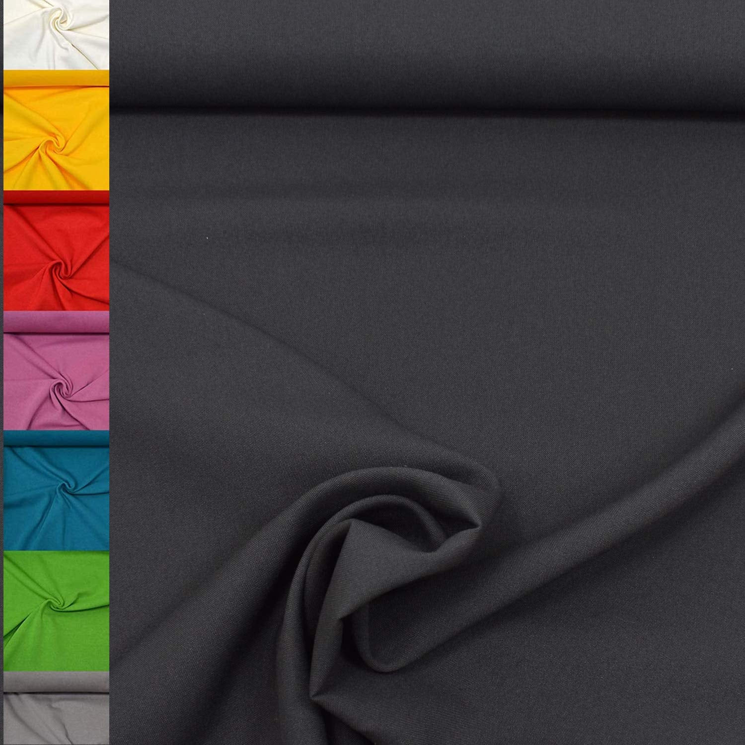 MAGAM-Stoffe 1m Mara Universal-Stoff uni Blickdicht Knitterarm Kostüm Tischdecken Dekostoff (01. Weiß)