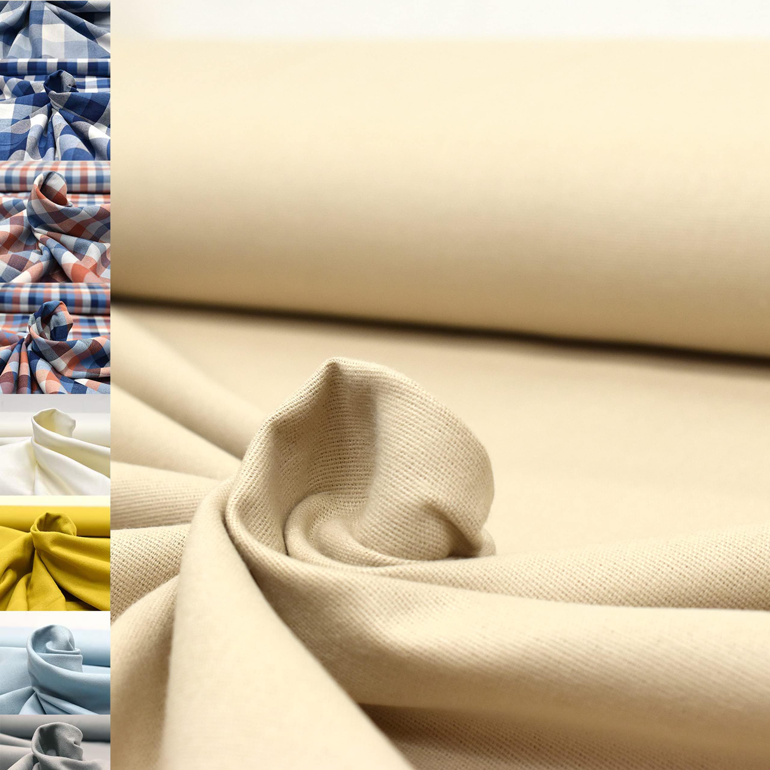 MAGAM-Stoffe Aberdeen Mode Stoff Denim Jeans Flanell Meterware 50cm (Dino weiß)