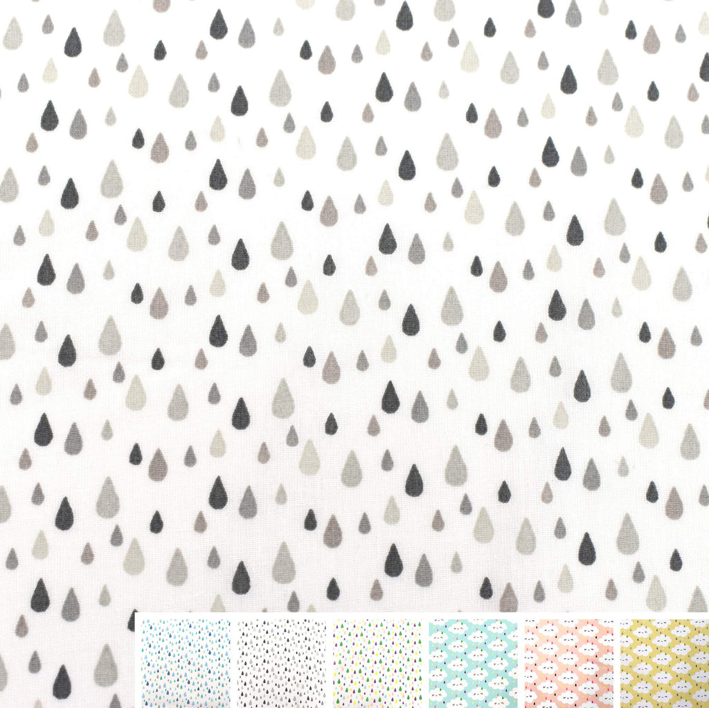 MAGAM-Stoffe Zucker-Regen Baumwollstoff Kinderstoff Oeko-Tex Meterware 50cm (Wolke gelb)