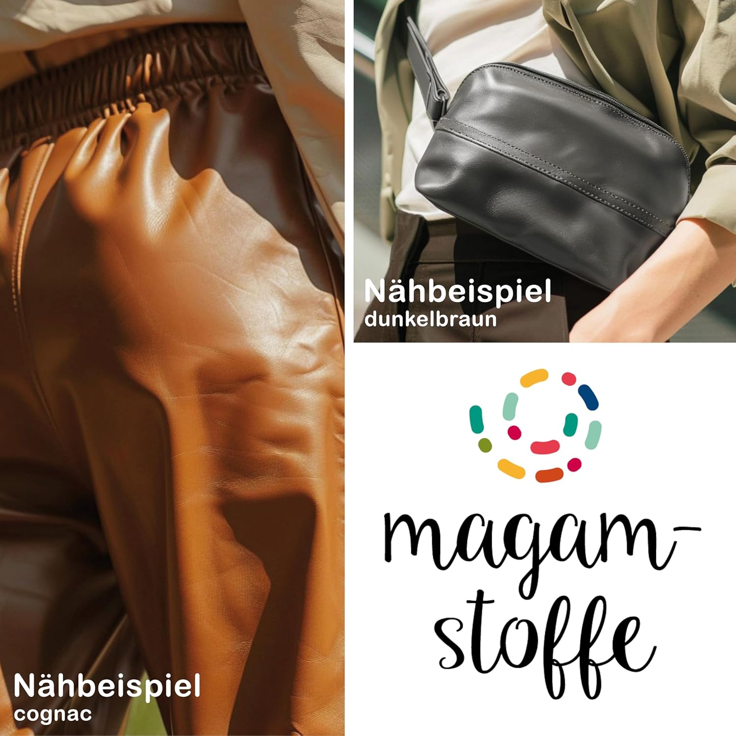 MAGAM-Stoffe Anton Kunstleder Polsterstoff Kleidung Taschen Meterware ab 50cm (Natur)